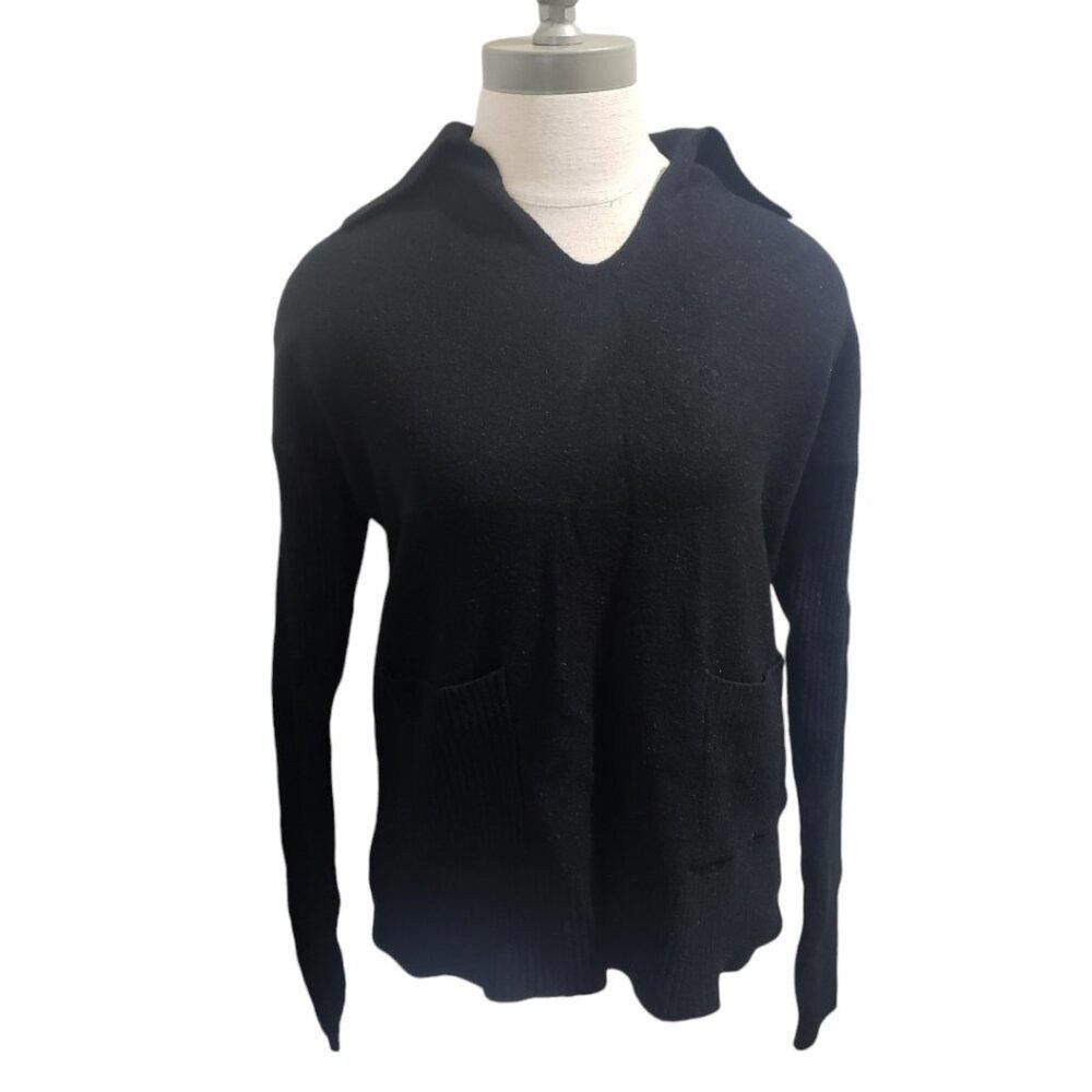 Designer CT1949 Charlie B Black Long Sleeve Sweater with Pockets P/S Size S / US 4 / IT 40 - 1 Thumbnail