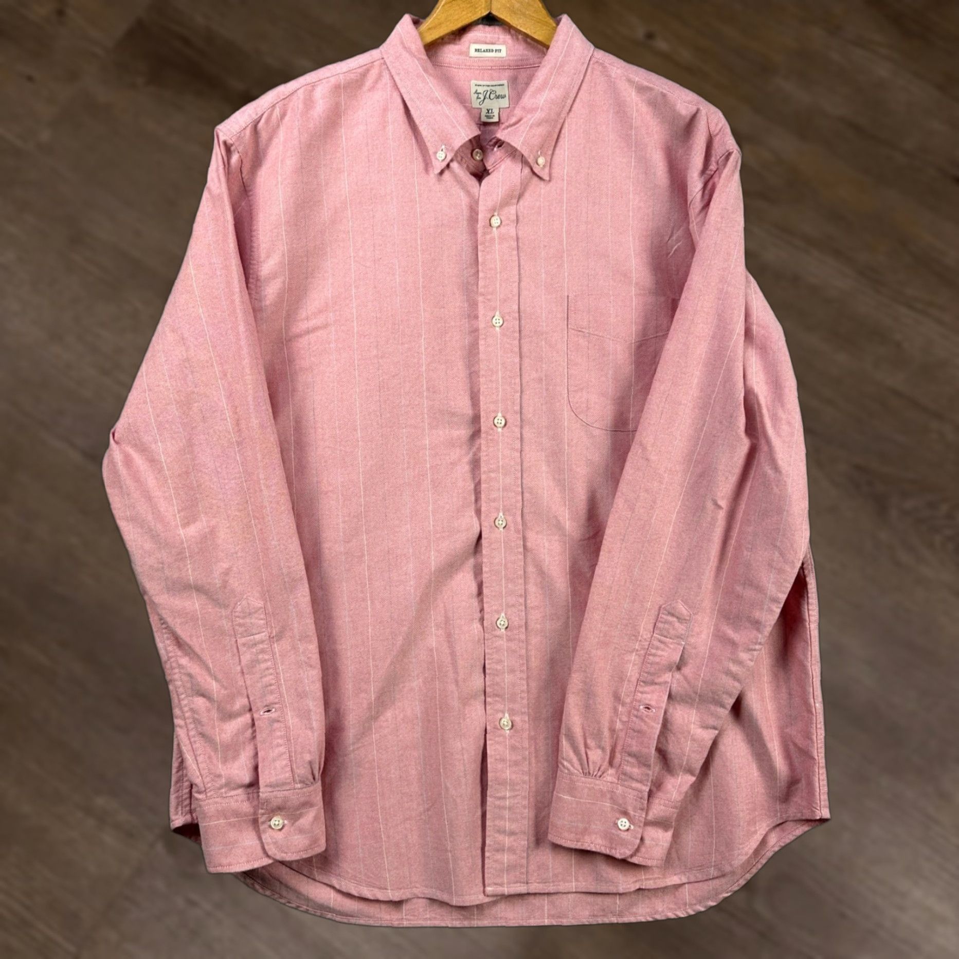 J.Crew J. Crew Shirt Button Down Mens XL Pink Stripes Pocket Long Sleeve Relaxed Fit Size US XL / EU 56 / 4 - 1 Thumbnail