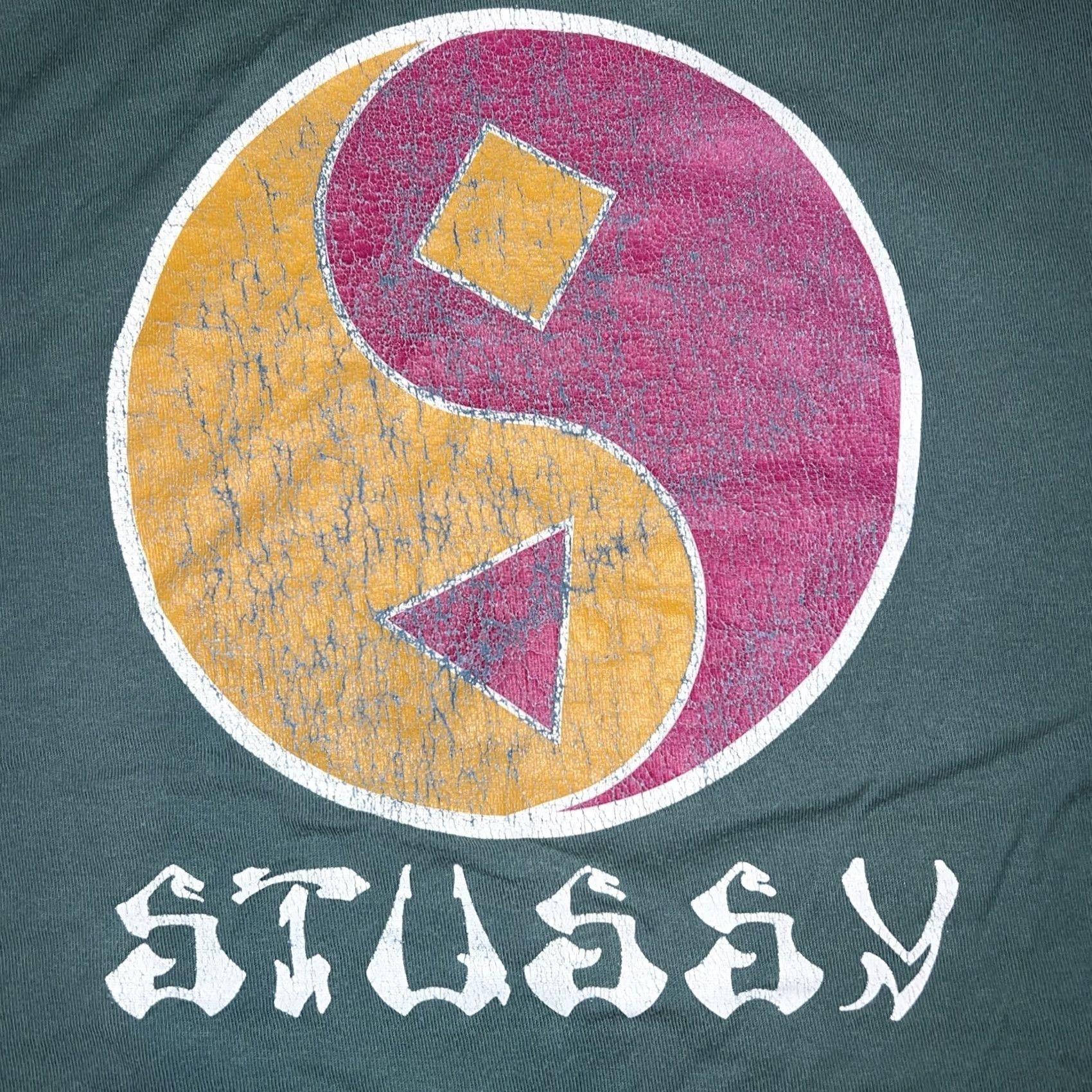 Vintage VINTAGE Stussy Shirt T-Shirt Long Sleeve M Green Skateboarder Ying Yang Graphic Print Men/Men's Regular Fit Size US M / EU 48-50 / 2 - 2 Thumbnail