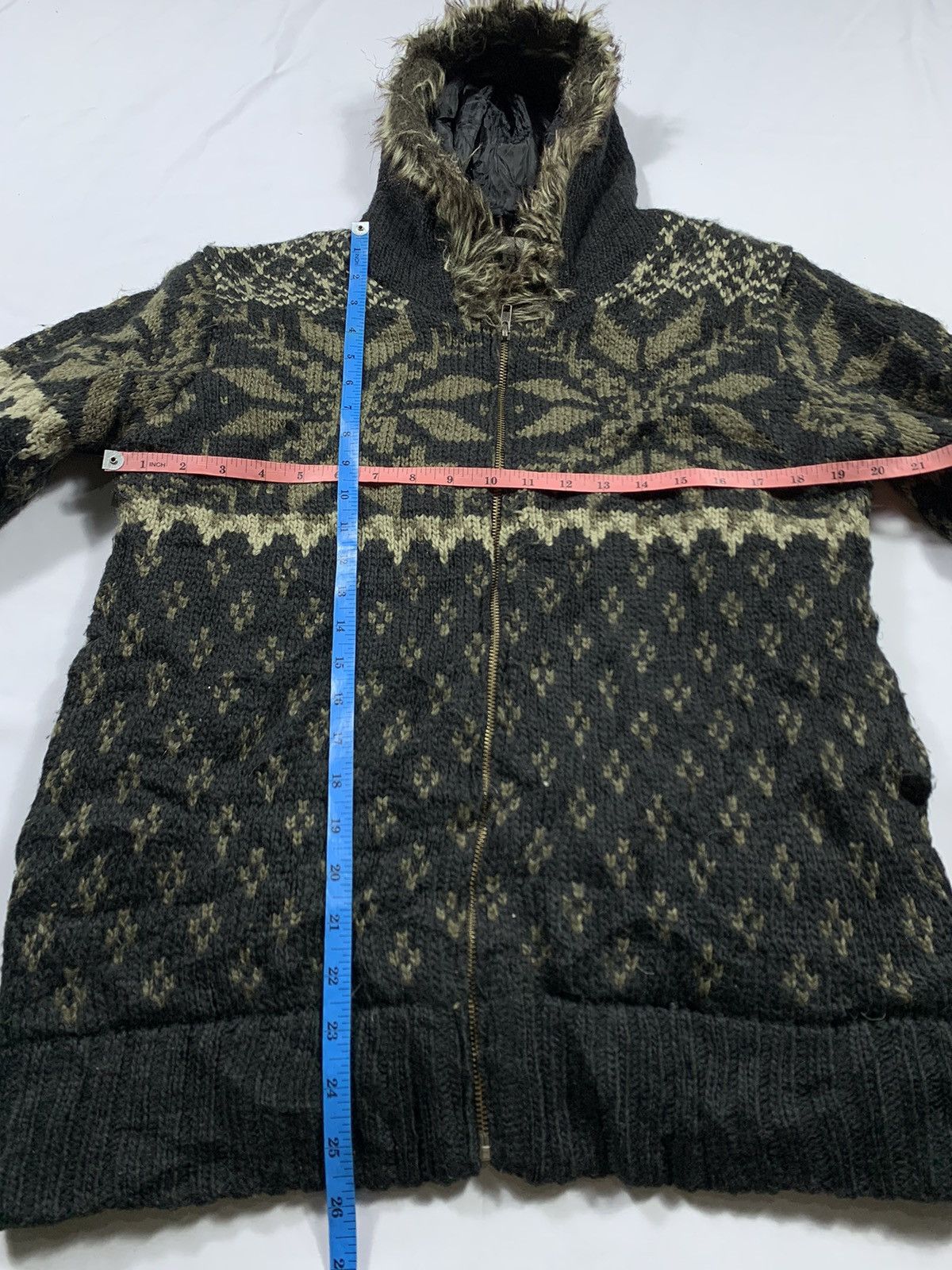 If Six Was Nine × Japanese Brand × Le Grande Bleu (L.G.B.) VILLAND JAPANESE NAVAJO KNIT FUR ZIP HOODIE Size US M / EU 48-50 / 2 - 6 Thumbnail