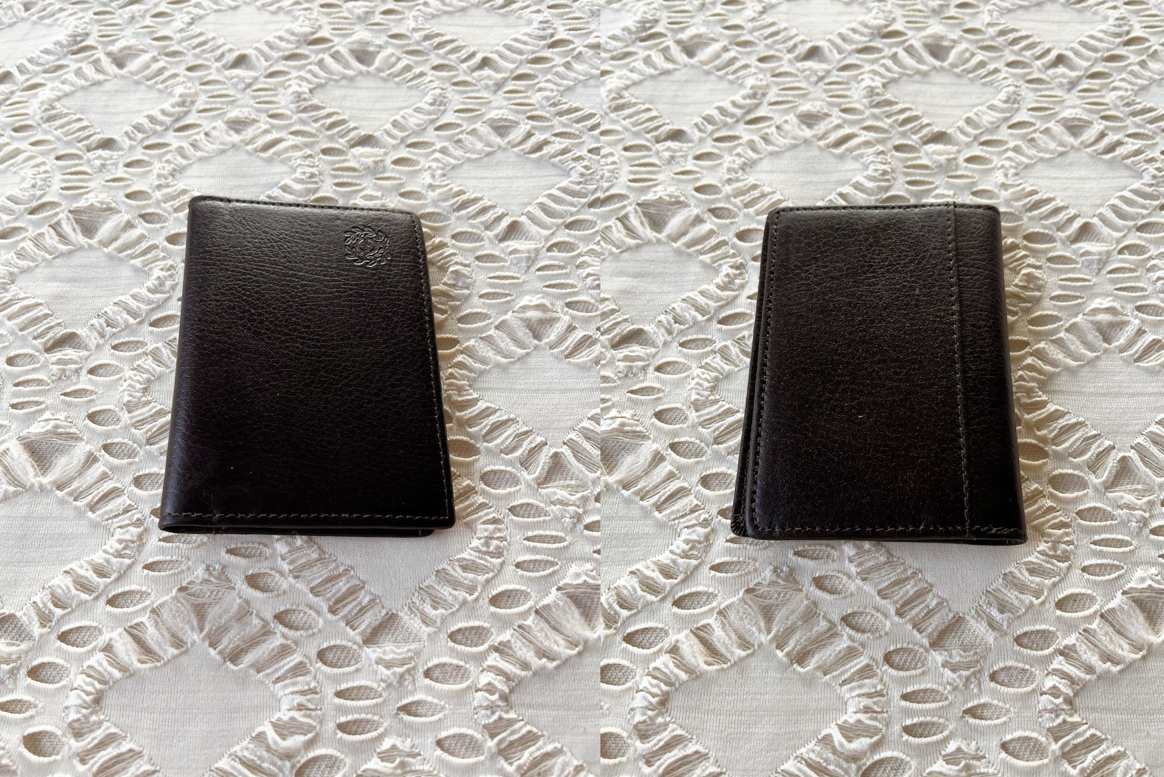 Vintage Dark Brown / almost black genuine leather Bifold card holder Size ONE SIZE - 5 Thumbnail