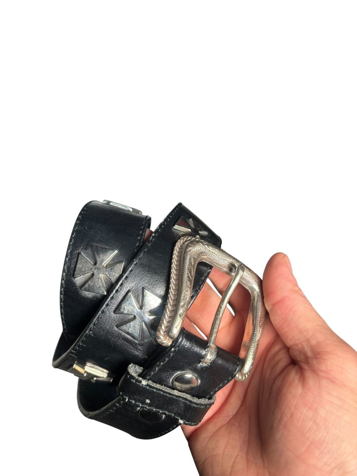 Vintage Vintage West Coast Chopper Style Leather Belt Size 32 - 4 Thumbnail