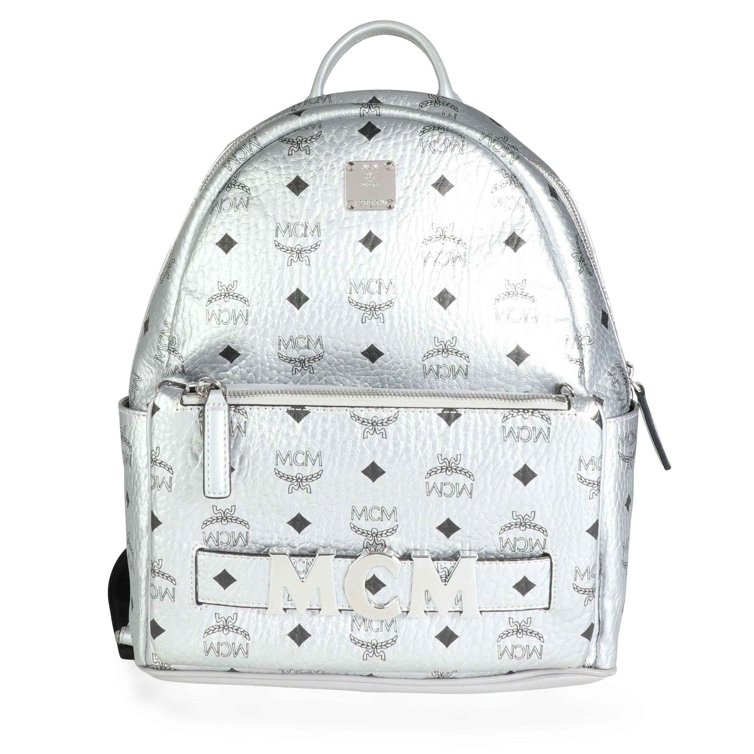 MCM Berlin Silver Visetos Monogram Trilogie Stark Backpack