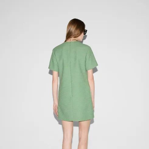 Gucci o1loc1c0226 818278 Cotton Boucle Mini Dress in Green Size XS / US 0-2 / IT 36-38 - 3 Thumbnail