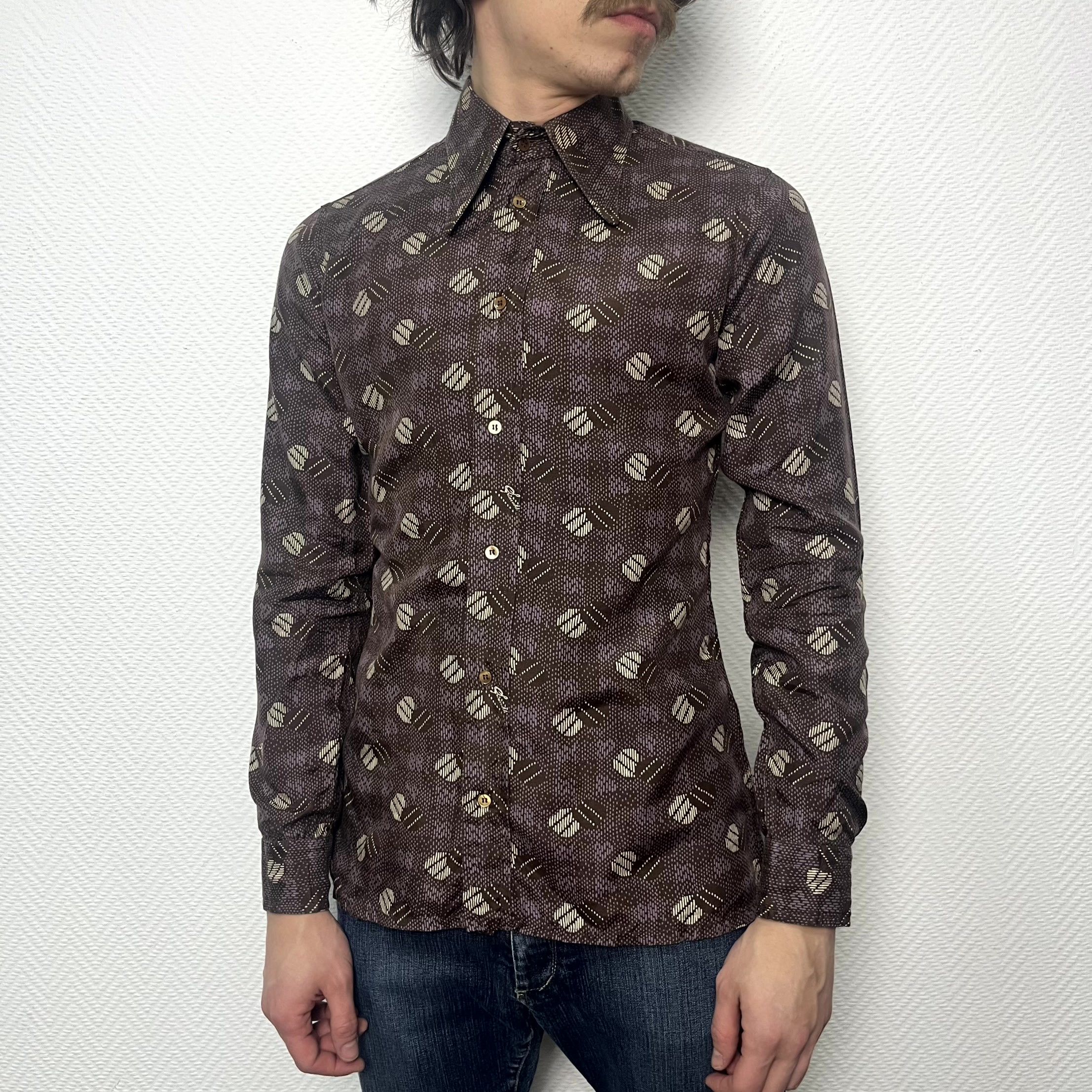 Vintage Vintage Pancaldi Brown Geometric Pattern Shirt Size M Size US M / EU 48-50 / 2 - 10 Thumbnail