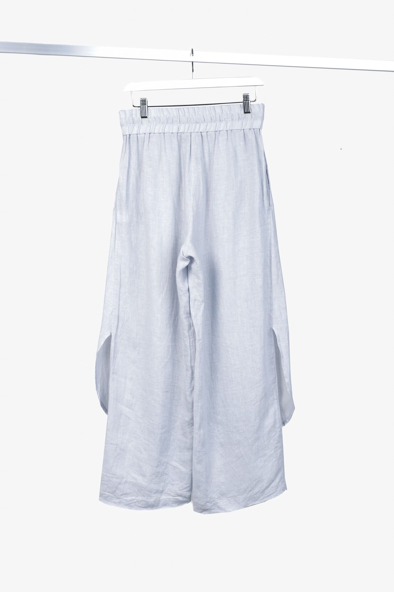 Sarah Pacini Sarah Pacini Light Grey Buttoned Linen Pantskirt Size 28" / US 6 / IT 42 - 2 Thumbnail