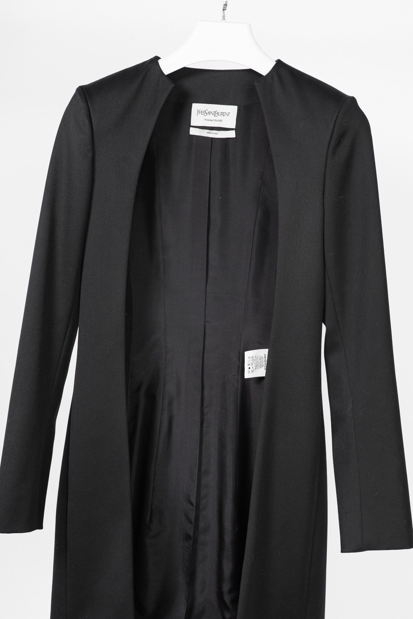 Yves Saint Laurent Yves Saint Laurent SS12 Black Wool Open-Front Blazer Size L / US 10 / IT 46 - 3 Thumbnail