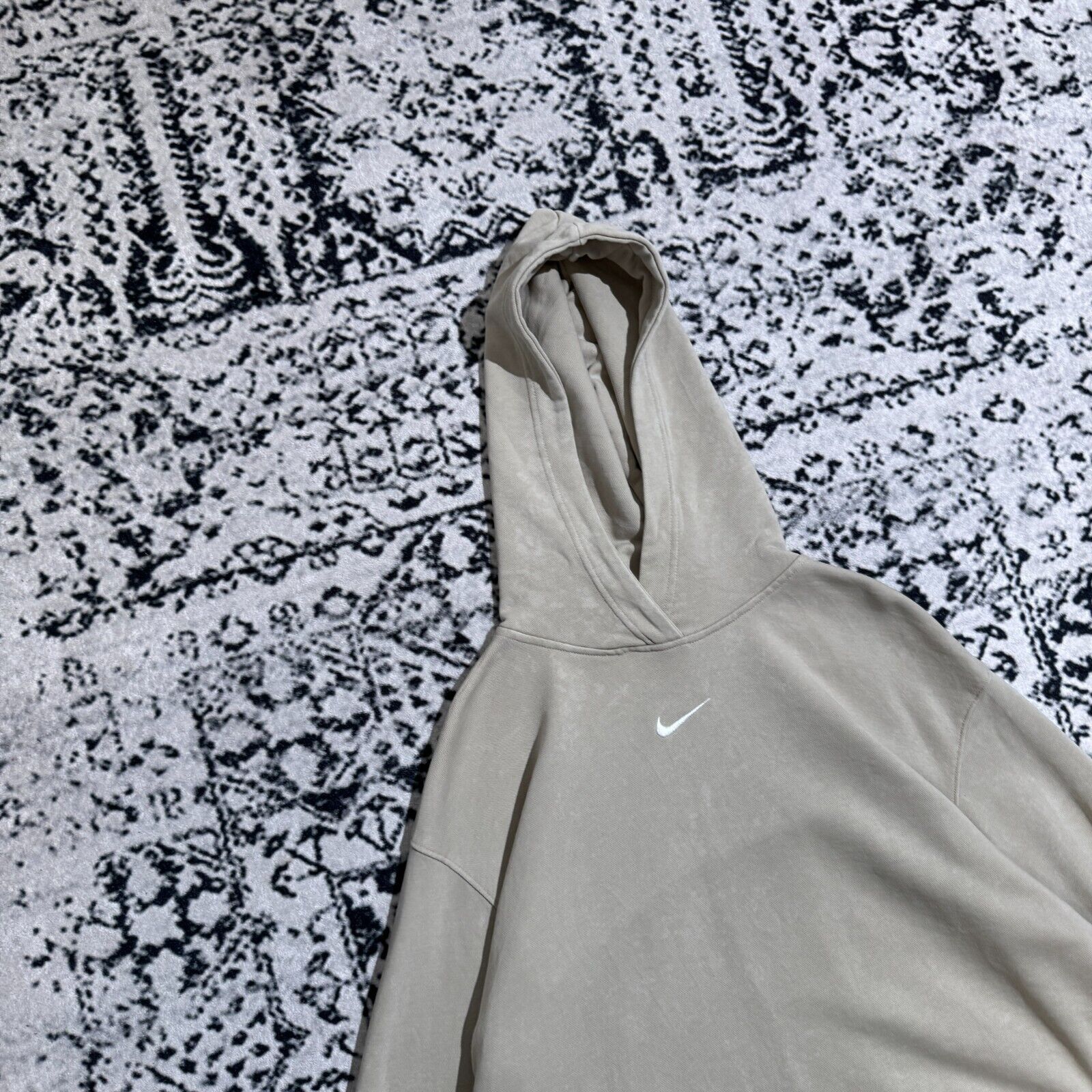 Nike × Vintage Vintage Nike Beige Tan Cotton Hoodie XS Center Swoosh Y2K Size US XS / EU 42 / 0 - 5 Thumbnail