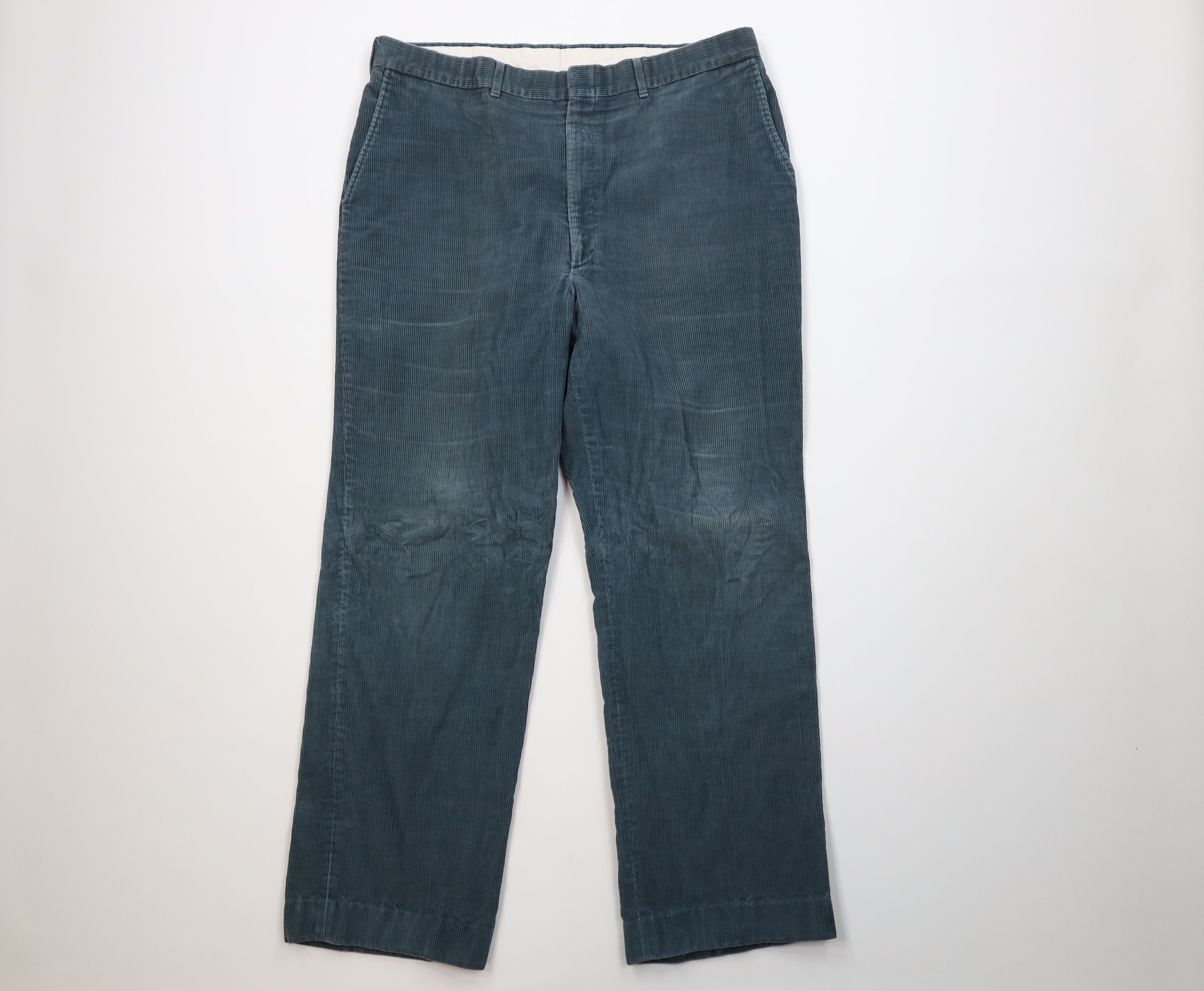 Vintage 70s Streetwear Wide Leg Corduroy Pants Green USA