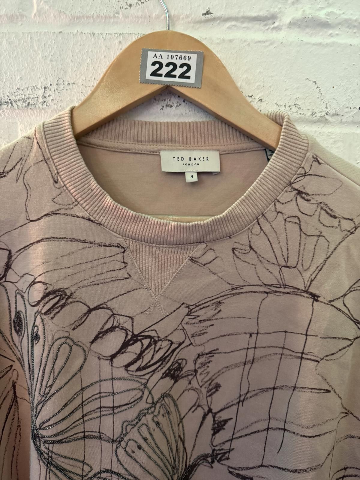Ted Baker Ted Baker Women's Pink Butterfly Print Sweatshirt Size XS / US 0-2 / IT 36-38 - 3 Thumbnail