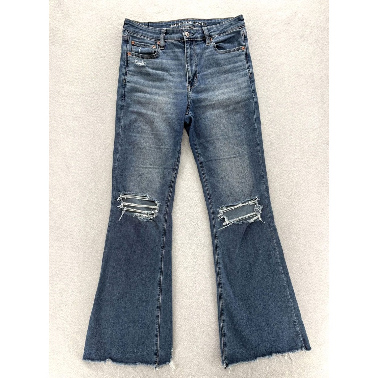American Eagle Outfitters American Eagle Outfitters Jeans Flared 8 Tall Blue Stretch Denim 5-Pocket Rise High Womens Sizes Long) Size 30" / US 8 / IT 44 - 2 Thumbnail