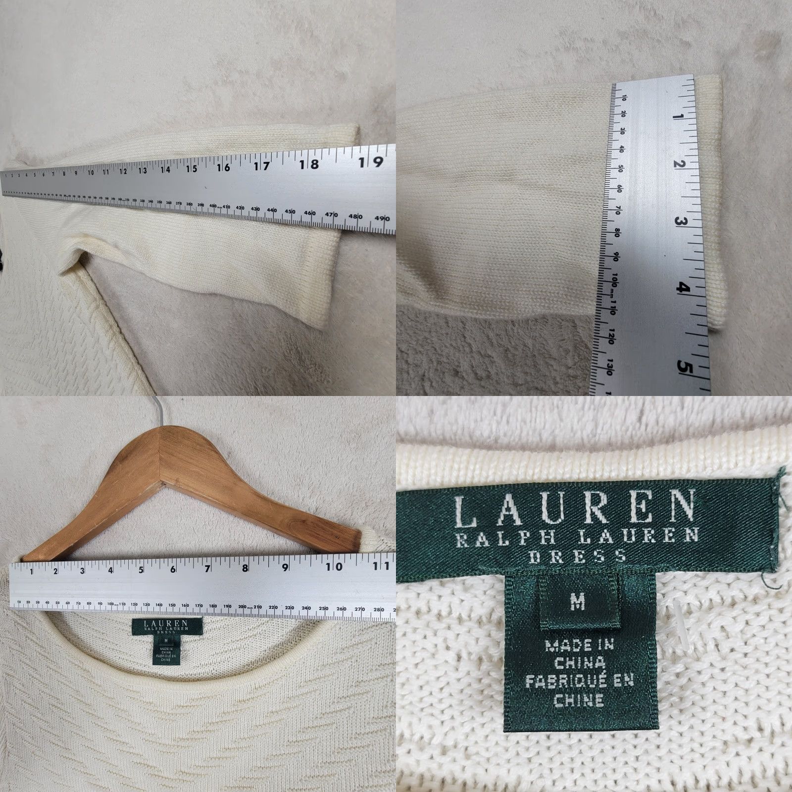 Ralph Lauren Lauren Ralph Lauren Dress Women M Cream Knit Sweater 3/4 Sleeve Size M / US 6-8 / IT 42-44 - 10 Thumbnail