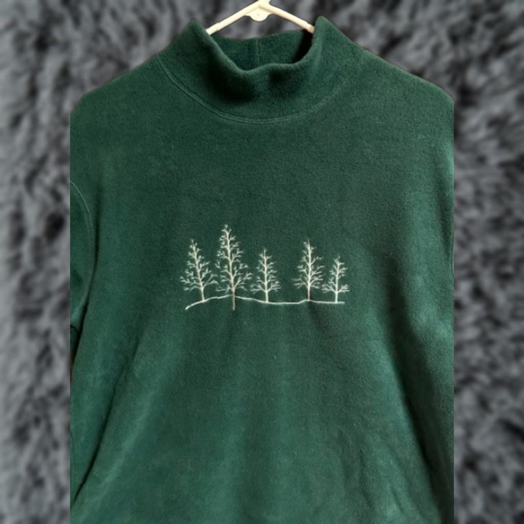 Vintage VINTAGE Marsh Landing Fleece Sweatshirt Womens Medium Embroidered Trees 70s Green Christmas Holiday Nature Outdoor Winter Pullover Sweater Size M / US 6-8 / IT 42-44 - 1 Thumbnail