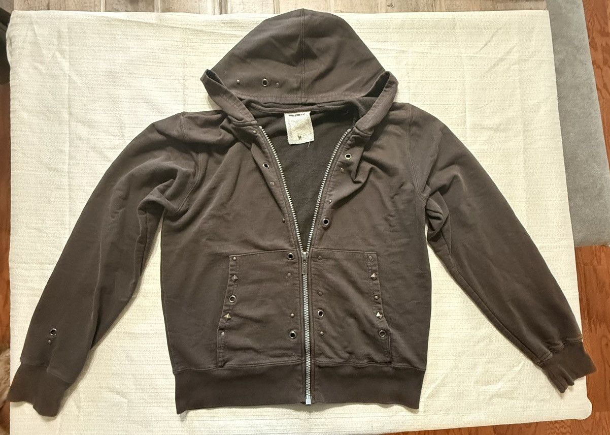 Other RG512 Vintage Y2K Cyber Punk Metal Studded Zip Hoodie Anthra Size M / US 6-8 / IT 42-44 - 2 Thumbnail