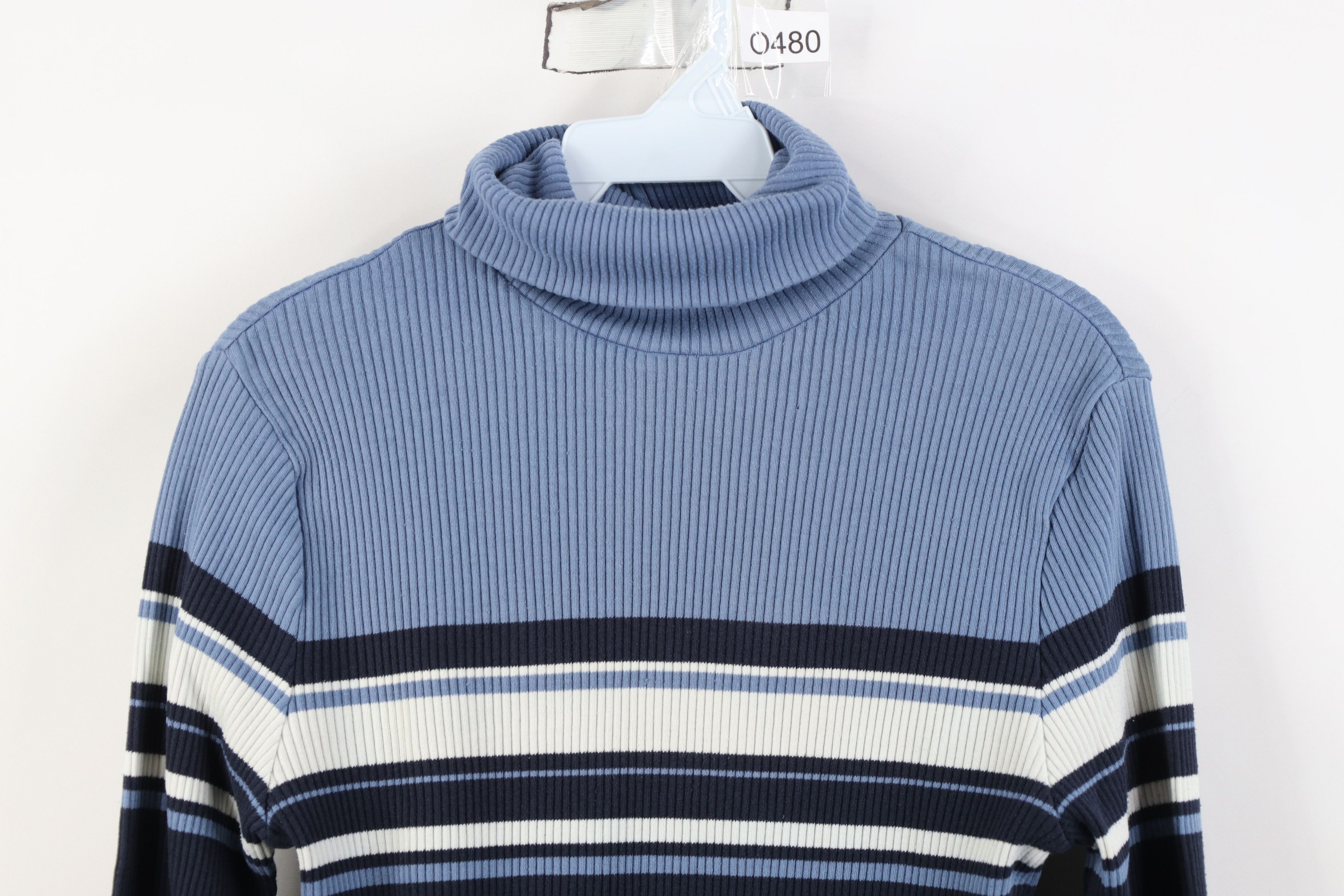 Vintage Vintage 90s Y2K Dawsons Creek Striped Knit Turtleneck Shirt Size L / US 10 / IT 46 - 2 Thumbnail