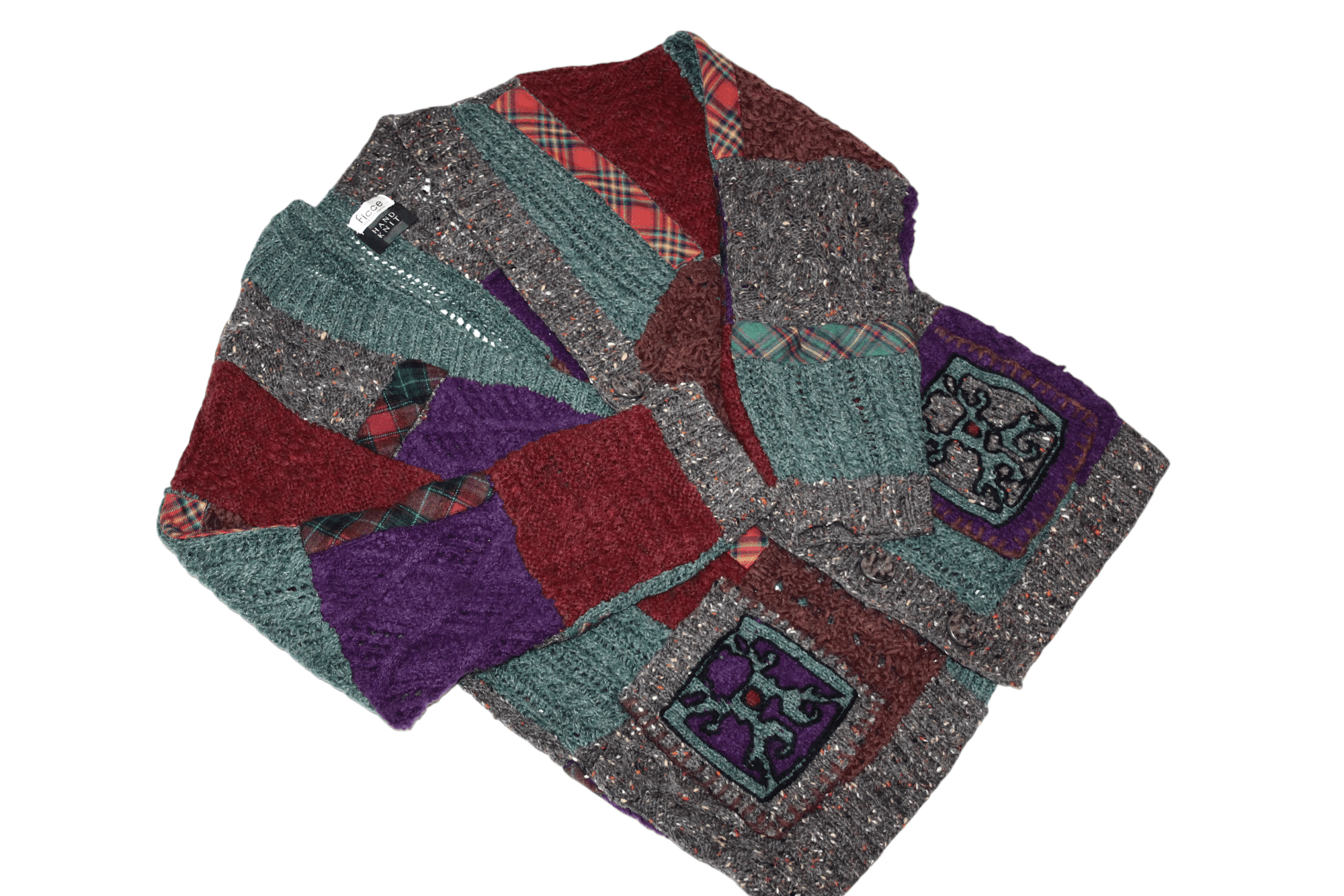 Yoshiyuki Konishi FICCE Yoshiyuki Konishi Boro Patchwork Crochet Knit Cardigan Size US L / EU 52-54 / 3 - 5 Thumbnail