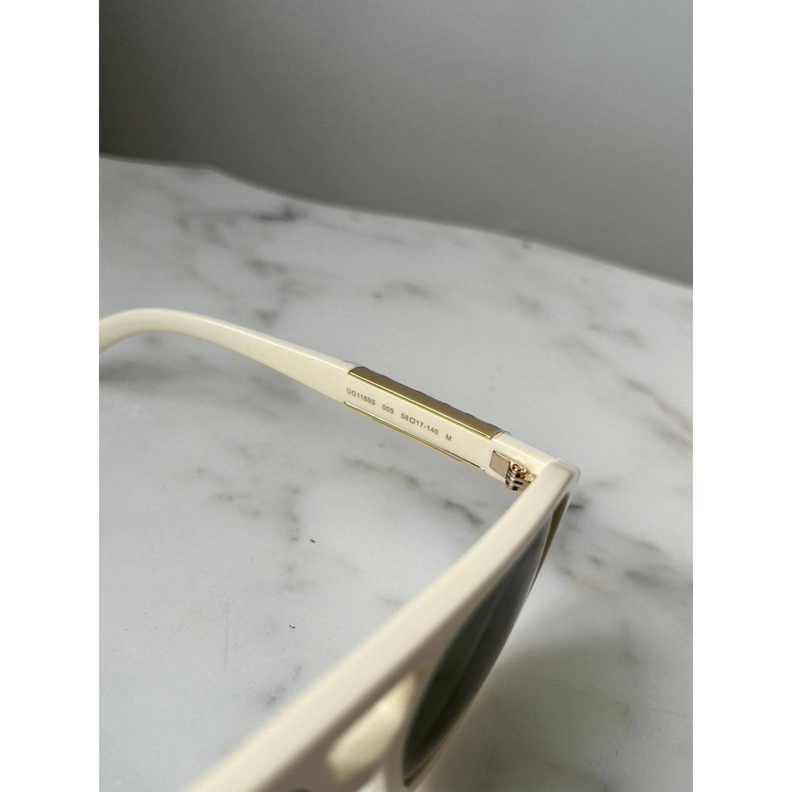 Gucci NEW Gucci GG1188S Ivory Gold Logo Aviator Sunglasses Size ONE SIZE - 9 Thumbnail
