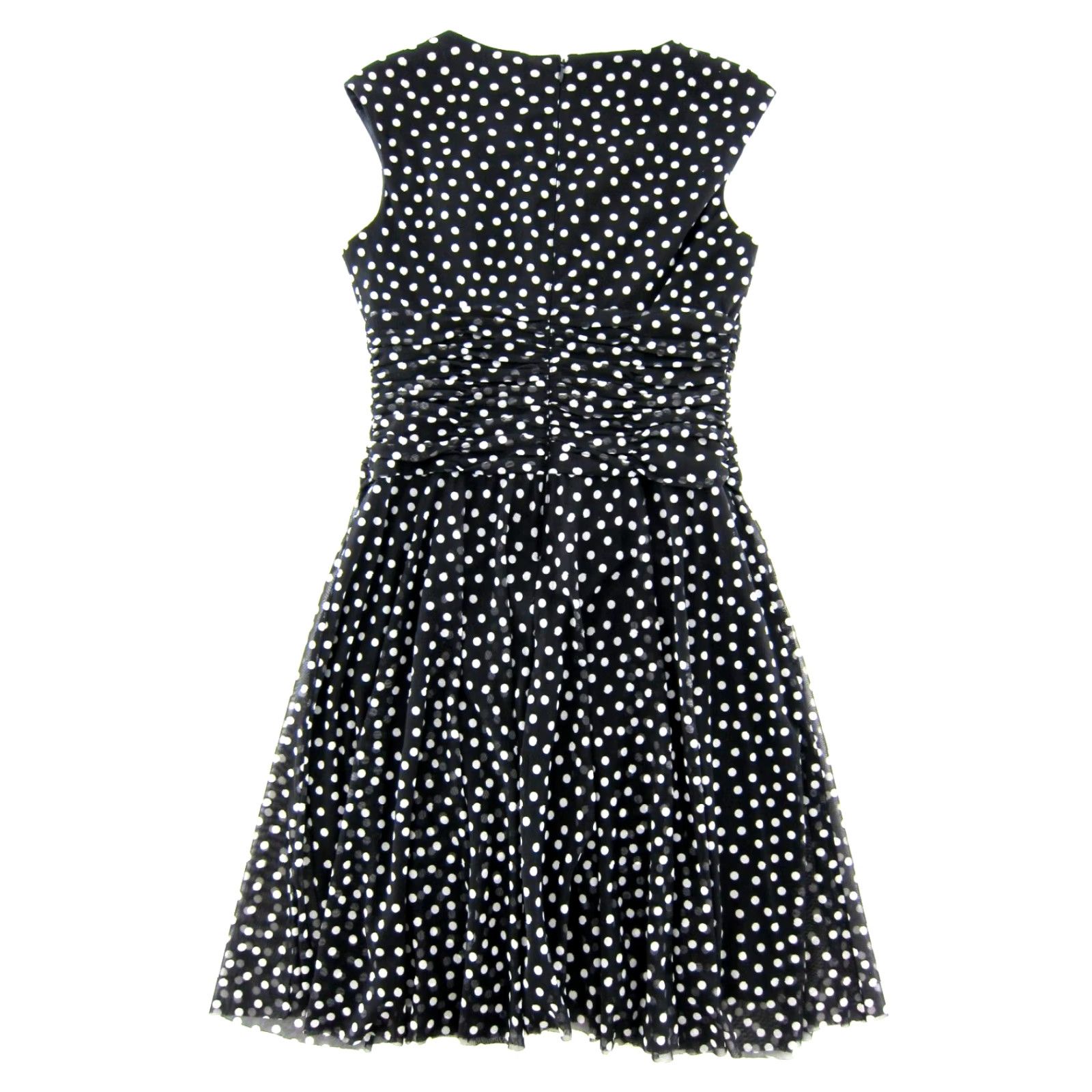 London Times Dress V-Neck Sheath 8 Black Polka Dot Stretch Sleeveless 8  Women Shirt Dress)