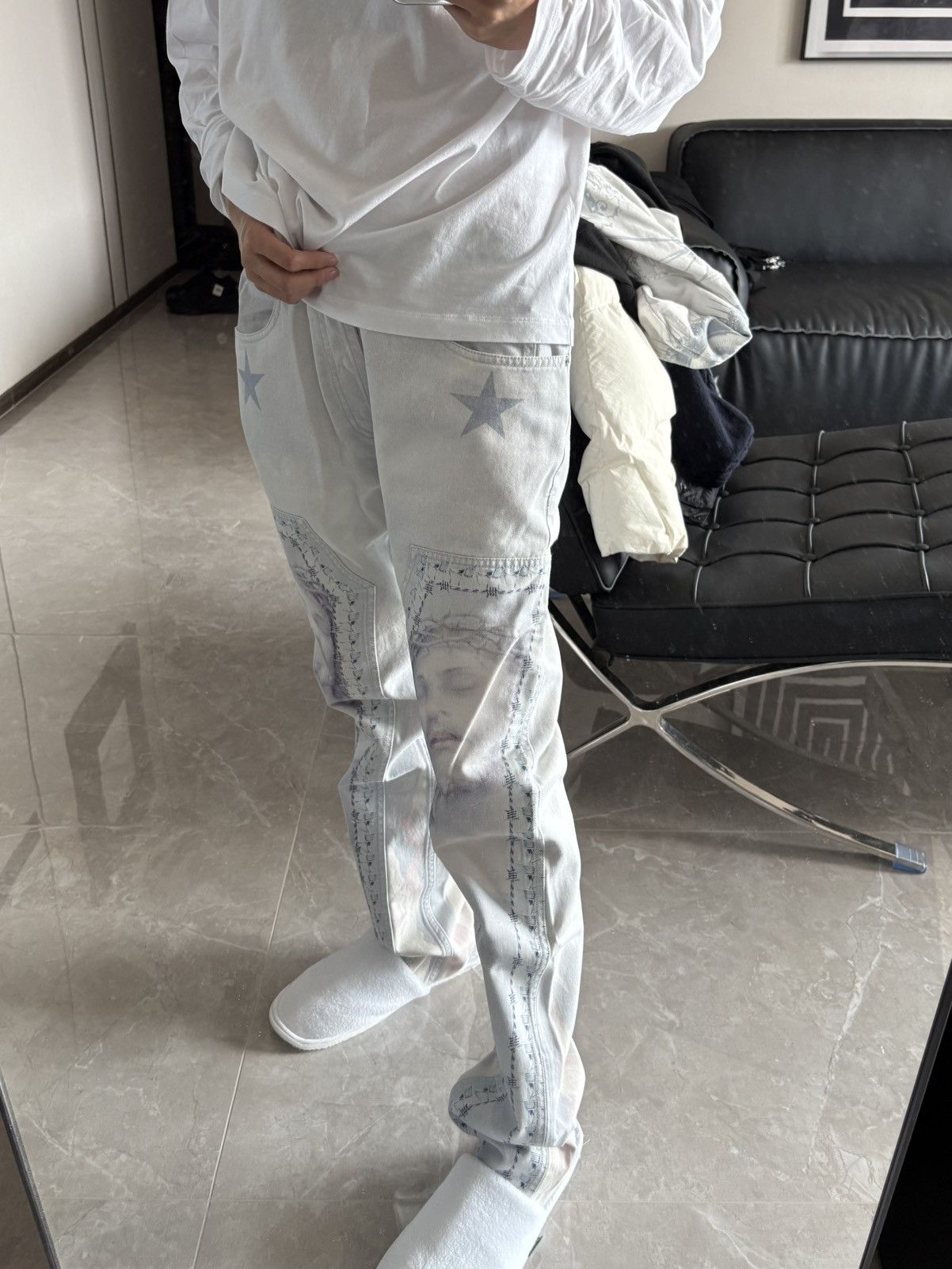 Givenchy 16ss 'Jesus in thorns' denim skinny jeans