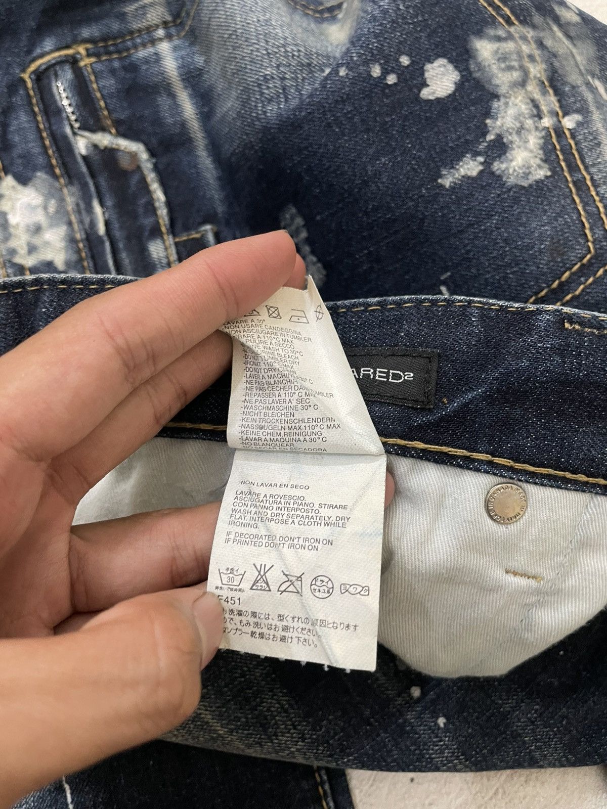 Japanese Brand Dsquared Heavy Distressed Denim Paint Splatter Dirty Washed Size US 37 - 7 Thumbnail