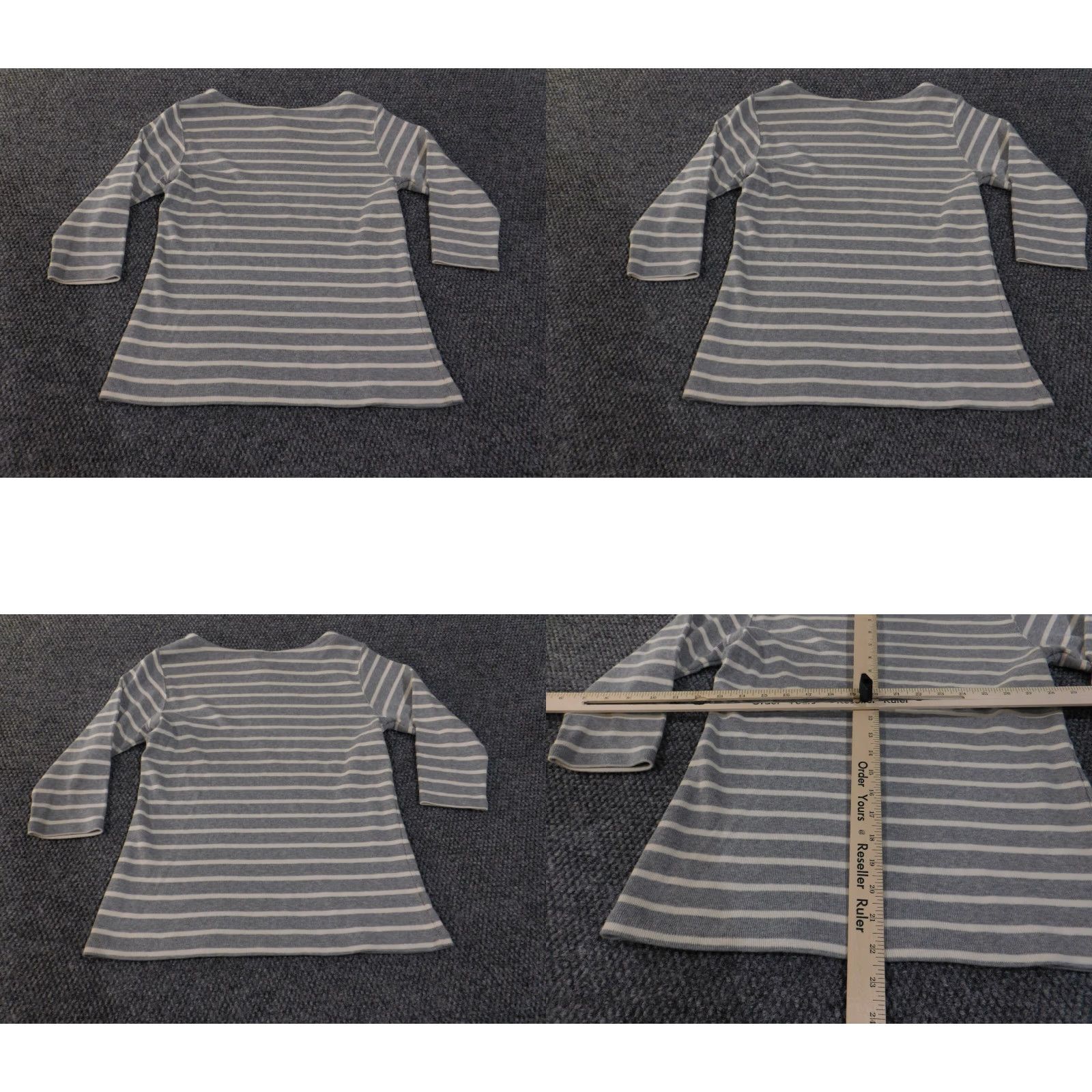 Vintage L.L. Bean Sweater Pullover Womens Medium Gray Striped Knit Stretch Outdoor Cotton Cable-Knit Long Sleeve Round Neck Womens Regular Size M / US 6-8 / IT 42-44 - 8 Thumbnail