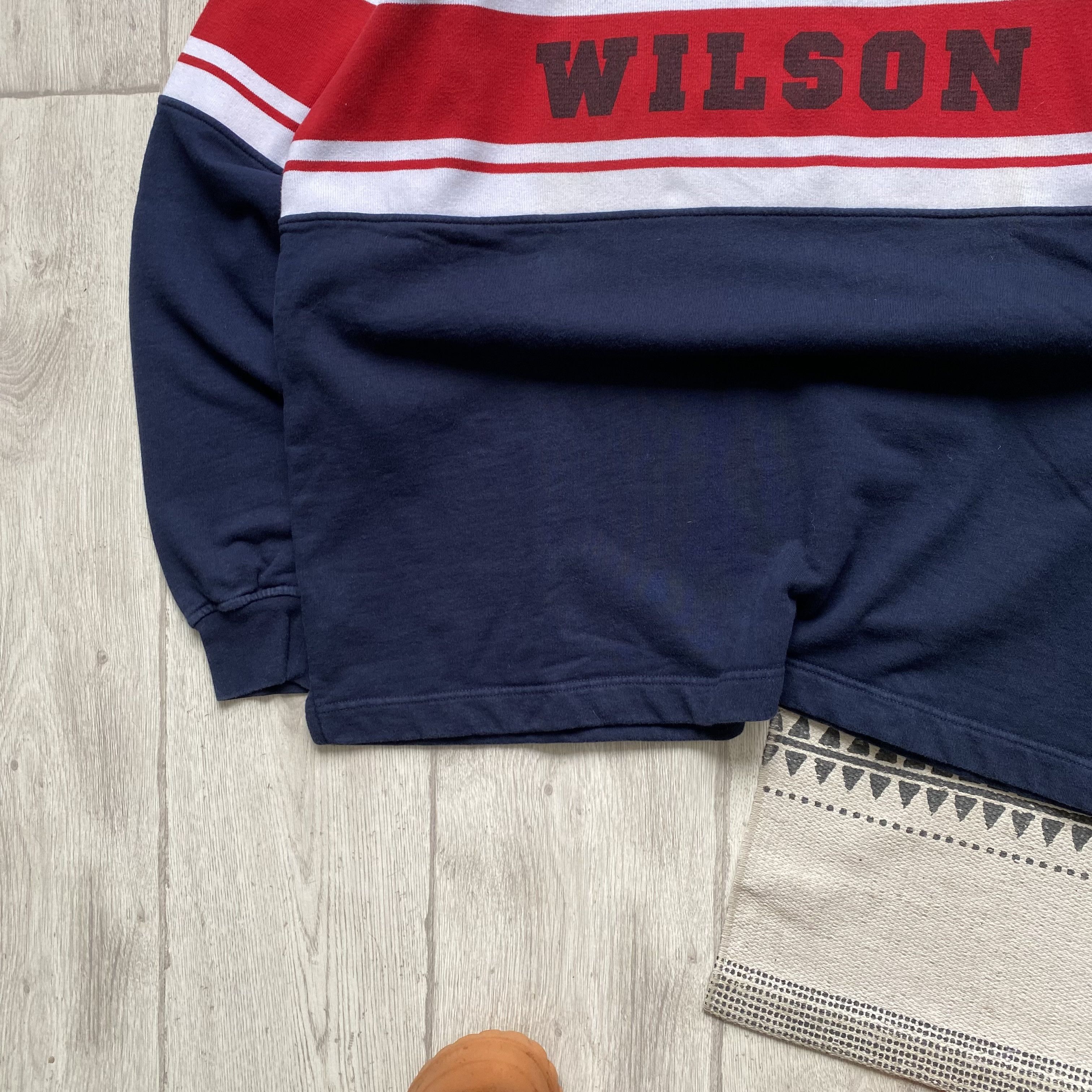Wilson Vintage 90s USA Wilson Polo Sweatshirt Big logo half sweater Size US XL / EU 56 / 4 - 3 Thumbnail