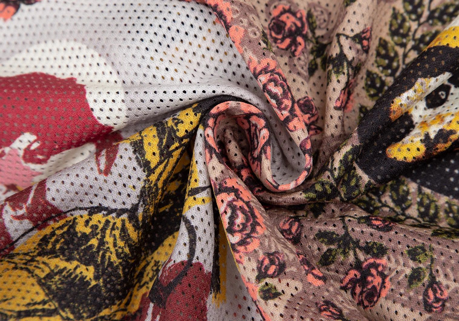 Jean Paul Gaultier Collage Print Poly Mesh Shirt in Mocha Multi Size 48 Size US M / EU 48-50 / 2 - 14 Thumbnail