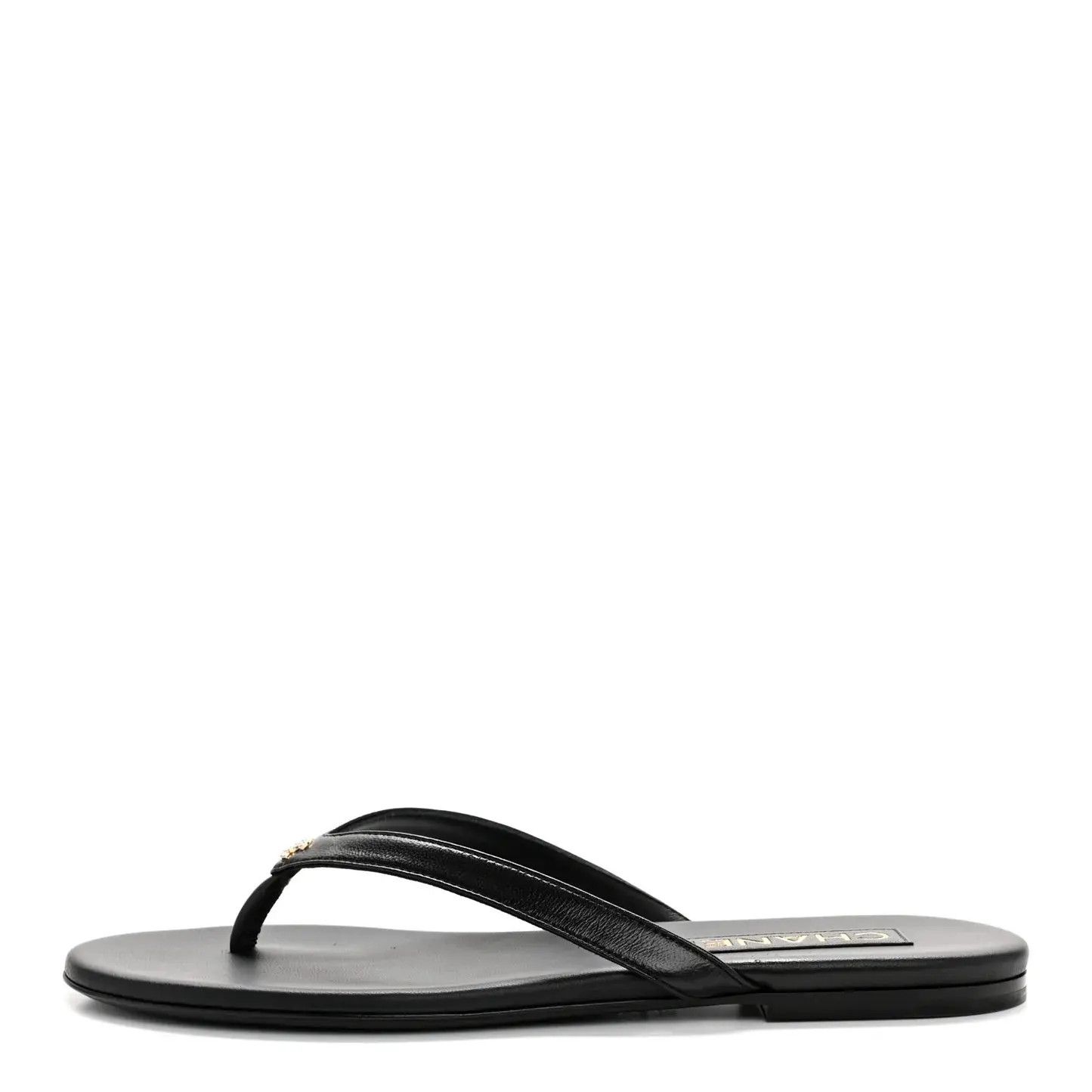 Chanel os11x0526 Crystal CC Logo Flip Flops / Thong Sandals Black Size US 5 / IT 35 - 1 Thumbnail