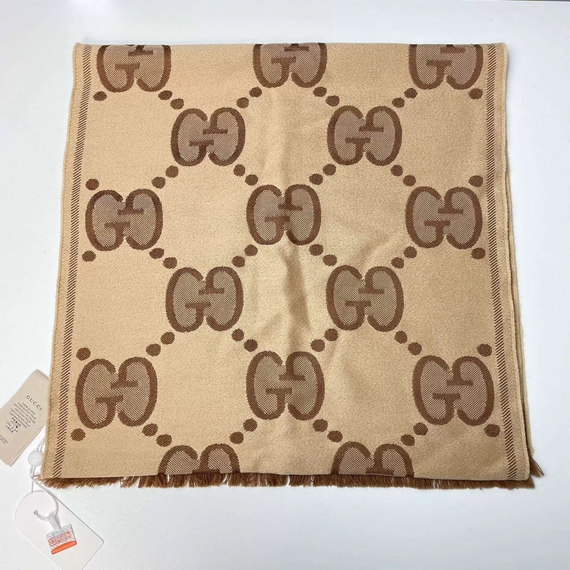 Gucci Gucci double-faced wool GG monogram scarf brown new w/tag Size ONE SIZE - 2 Thumbnail