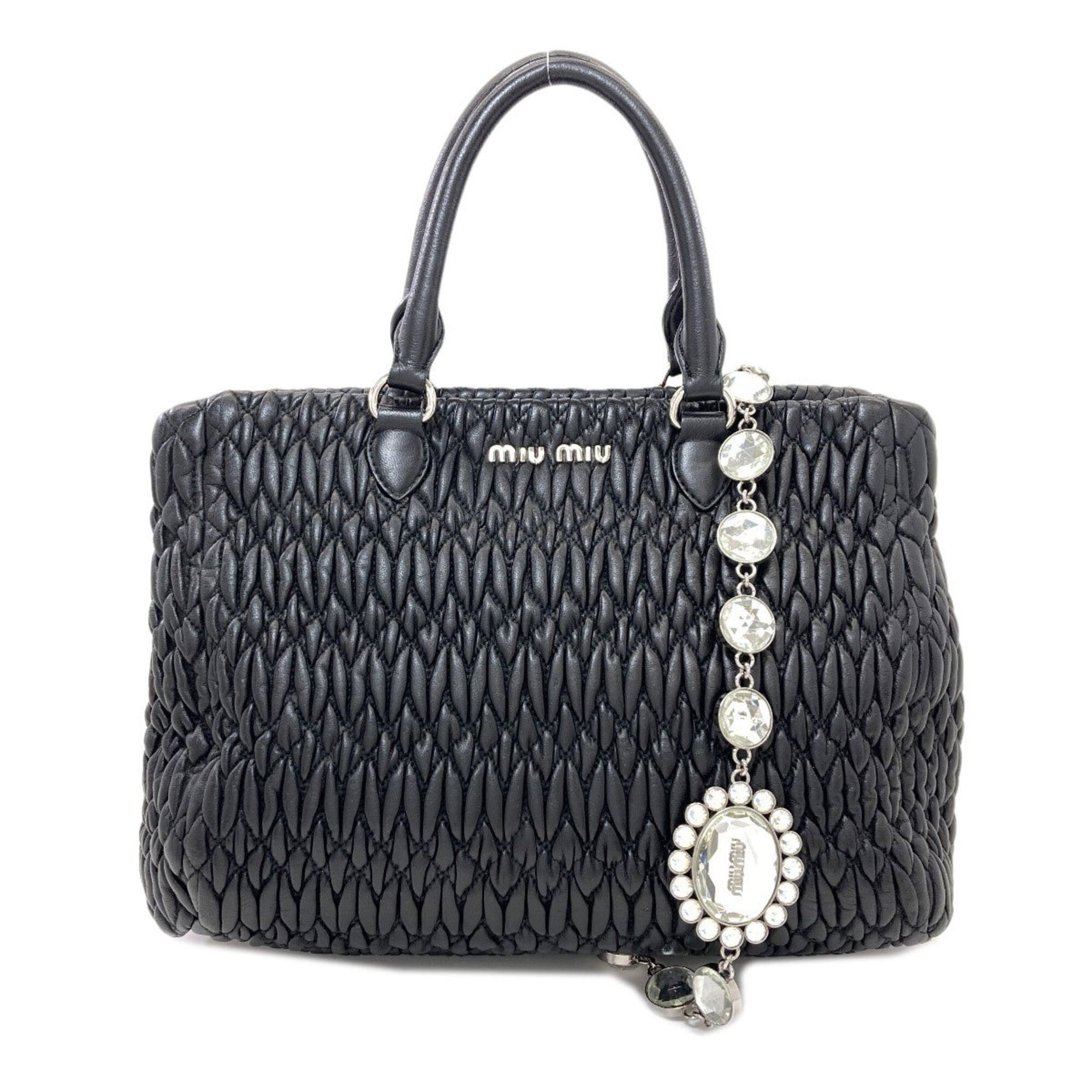 Miu Miu Miu Miu Miu Crystal Matelassé 2-Way Tote Bag, Calfskin, Women's. Size ONE SIZE - 1 Thumbnail