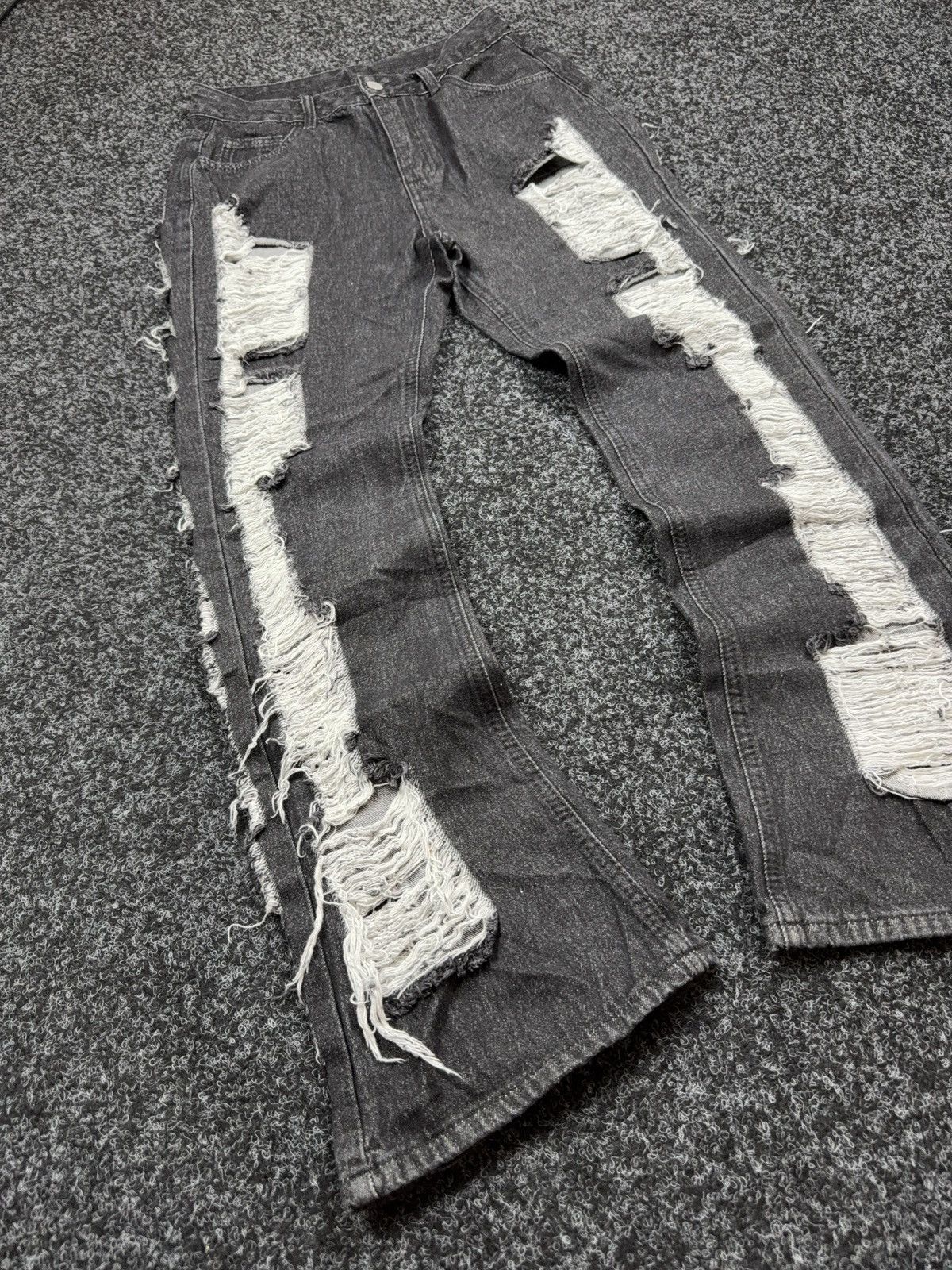 If Six Was Nine Japanese 00s LGB Black Distressed Bootcut Flared Denim Jeans Size 28" / US 6 / IT 42 - 2 Thumbnail