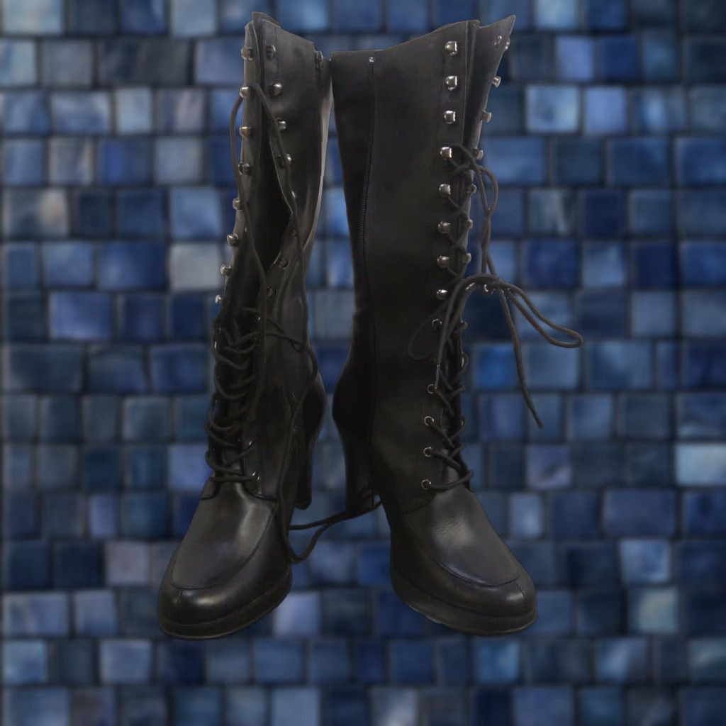 Penny Loves Kenny Brown Shoes Black Top Brass Style Size 8 Black Heeled Boots, Women's