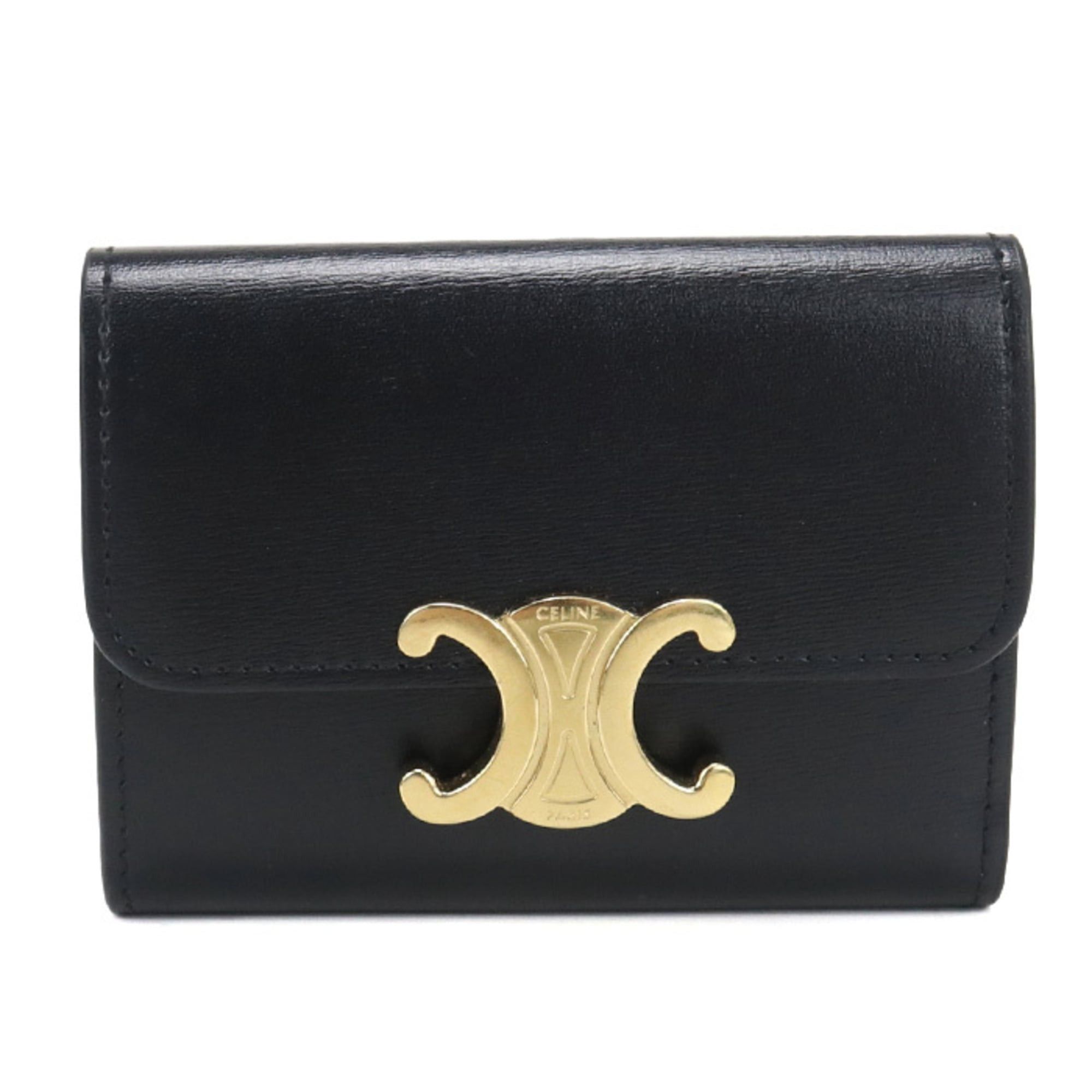 Celine Celine Tri-fold Wallet 10I653DPV.38NO Compact Triomphe Women's Black Size ONE SIZE - 1 Thumbnail