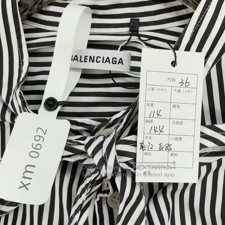 Balenciaga Balenciaga Back Letter Logo Striped Shirt Size 36 Size XS / US 0-2 / IT 36-38 - 3 Thumbnail