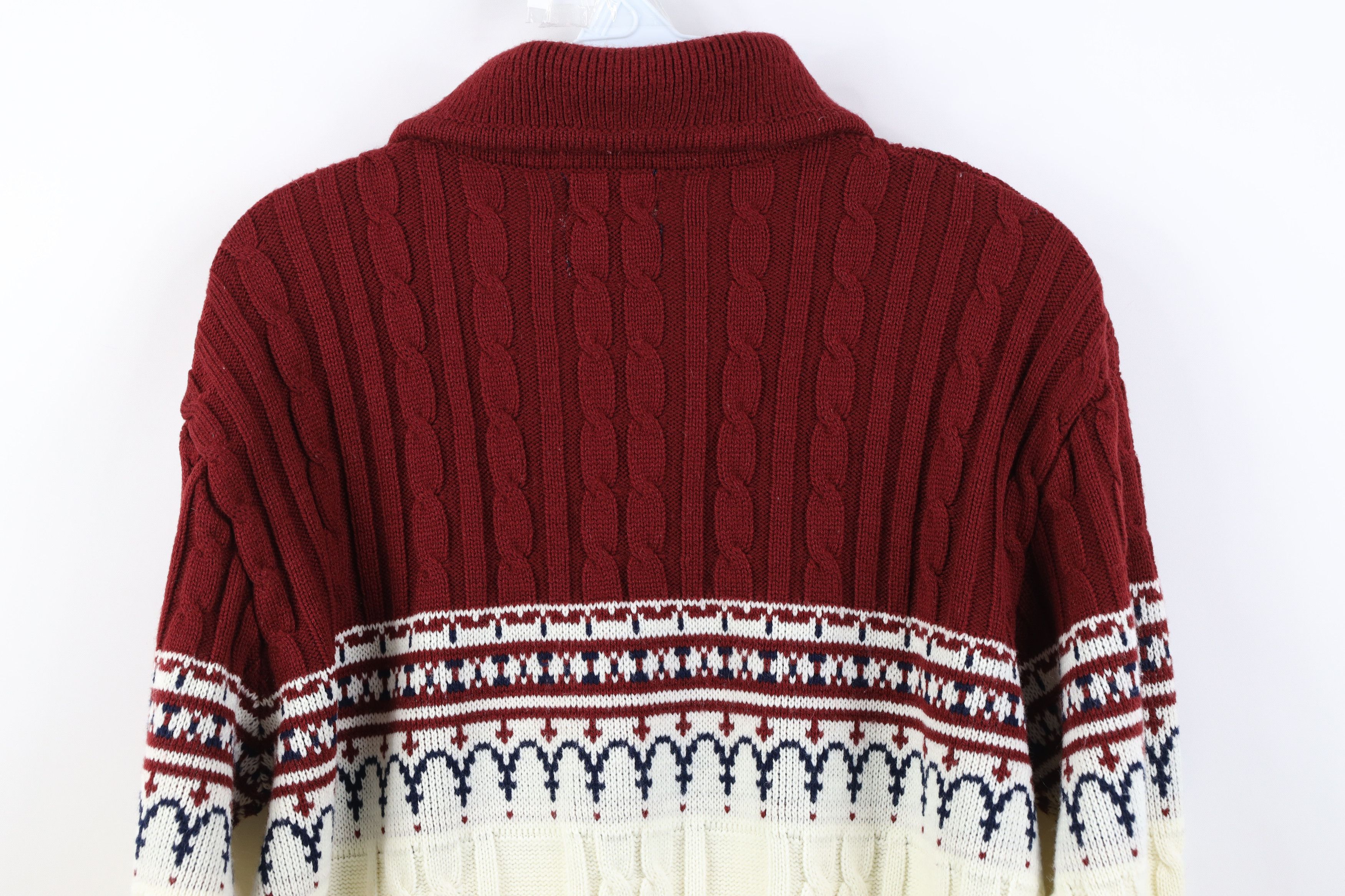 Vintage Vintage 70s Streetwear Ribbed Cable Knit Shawl Sweater Size US L / EU 52-54 / 3 - 10 Thumbnail