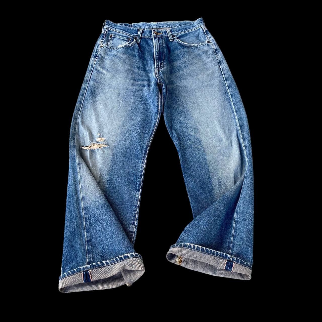 Edwin VTG 90S EDWIN 505 REDLINE GRUNGE BLUEWASH DISTRESSED DENIM Size US 29 - 4 Thumbnail