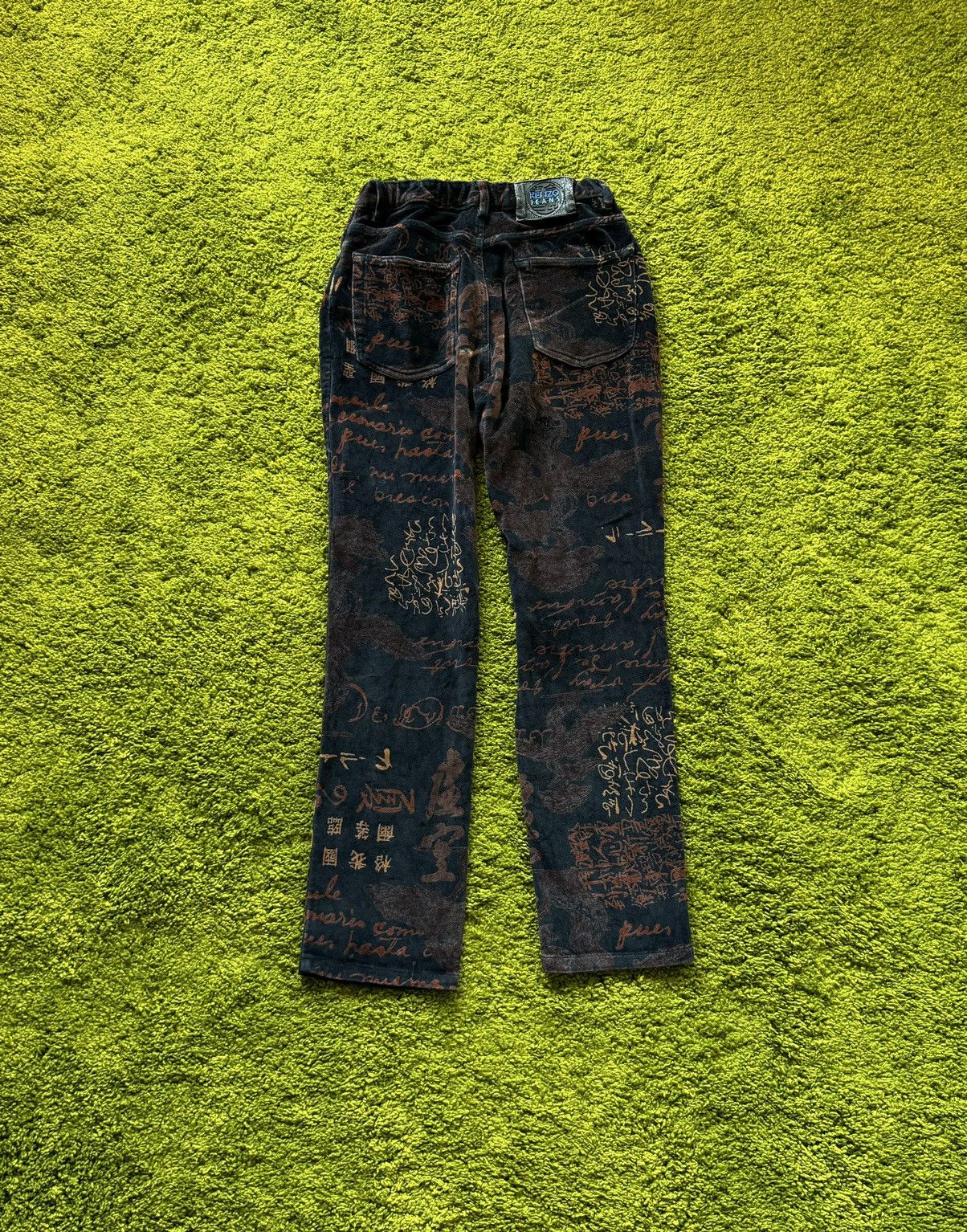 Designer × Kenzo × Vintage Kenzo 2000s vintage Japanese text all around velour pants Size 26" / US 2 / IT 38 - 2 Thumbnail