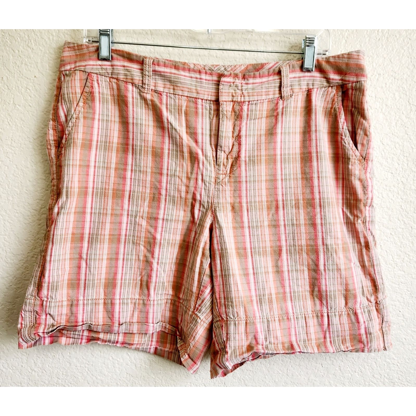 Other Axcess Orange Brown Plaid Chino Shorts 12 Lightweight Size 34" / US 12 / IT 48 - 1 Thumbnail