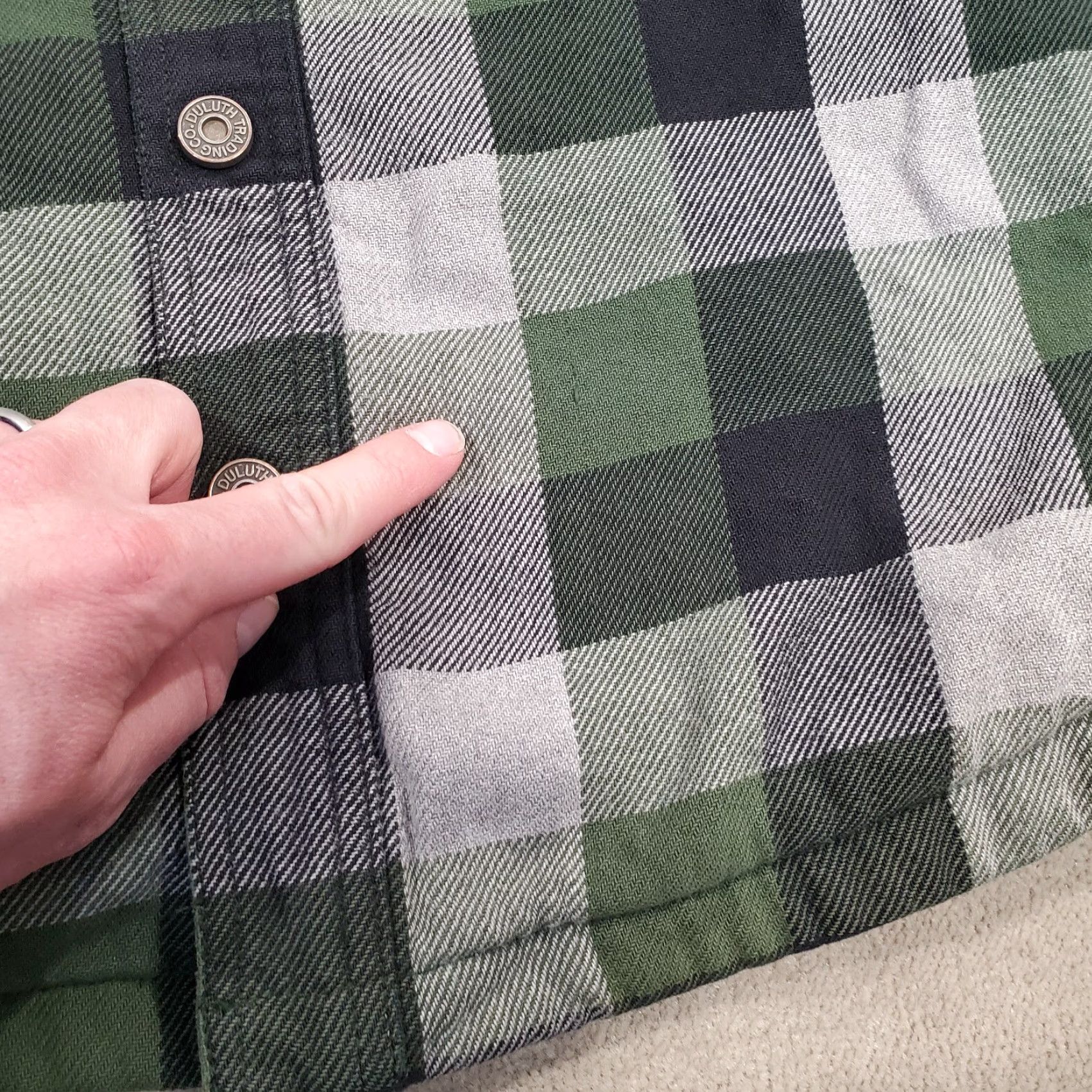 Vintage Duluth Jacket Mens Extra Large Tall Green Gray Flannel Lined Coat Cotton Check Pocket Overcoat Outdoor Winter Fall Spring Summer Size US XXL / EU 58 / 5 - 6 Thumbnail