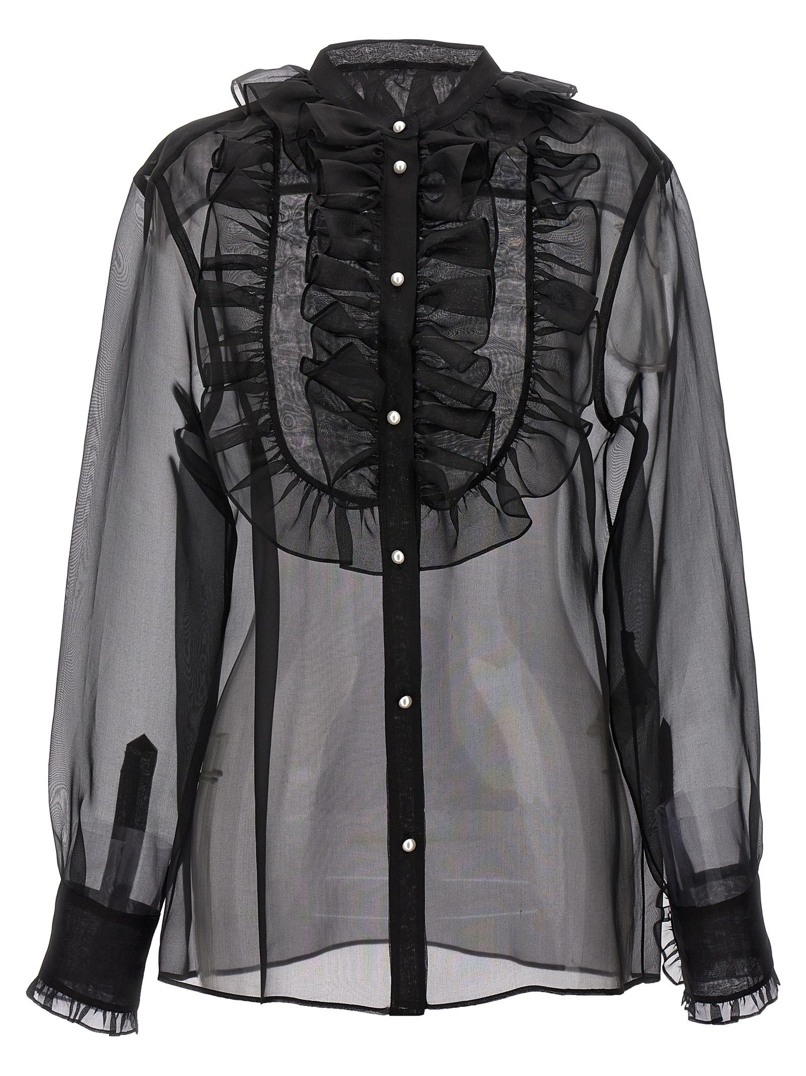 Dolce & Gabbana Plastron And Ruffle Shirt Size M / US 6-8 / IT 42-44 - 1 Thumbnail