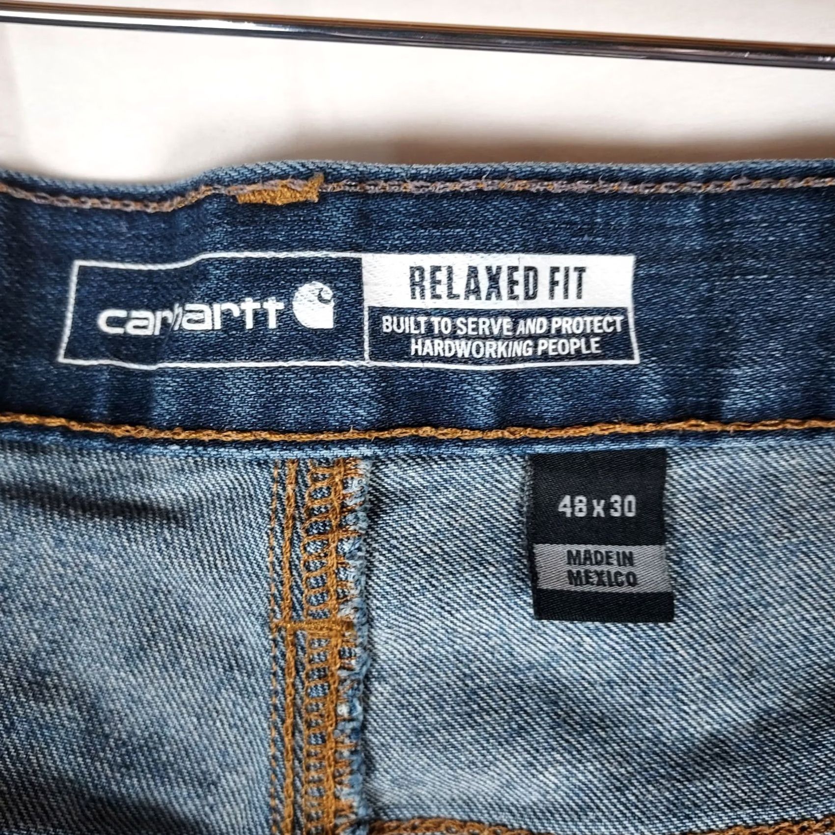 Carhartt Carhartt Jeans Men’s 48×30 Relaxed Fit Medium Blue Denim 5-Pocket Straight Zip Machine Washable Mens Size US 32 / EU 48 - 4 Thumbnail