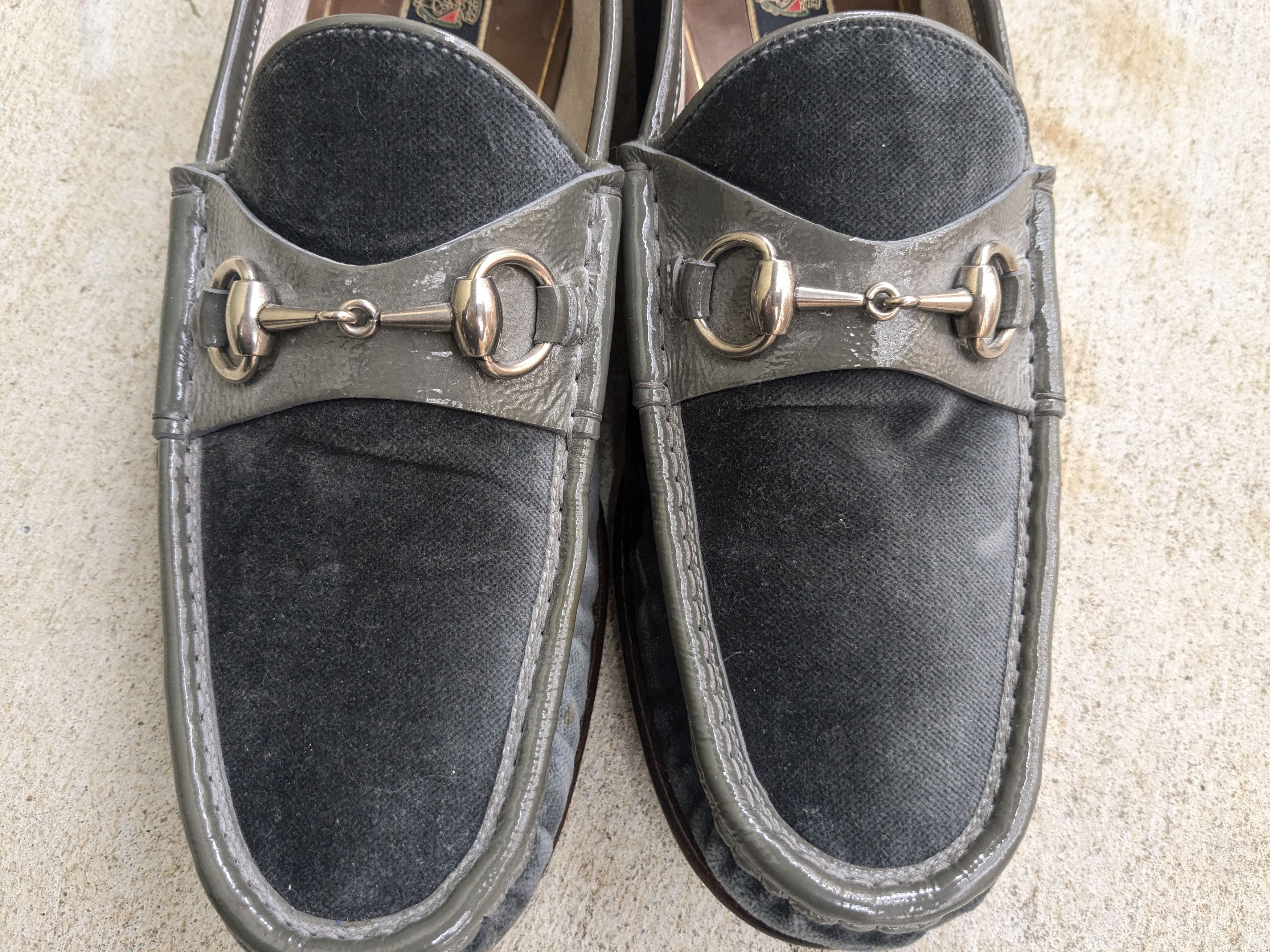 Gucci Gucci Horsebit Loafers Gray Velvet Patent Leather 9.5 Size US 9.5 / EU 42-43 - 5 Thumbnail