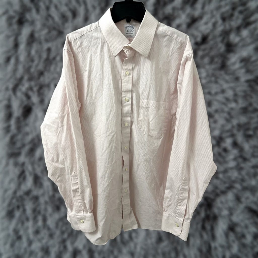 Brooks Brothers Brooks Brothers Shirt Mens 16.5 Pink Oxford Striped Regent Supima Button Up L/S Non-Iron Dress Shirt Size US XL / EU 56 / 4 - 1 Thumbnail