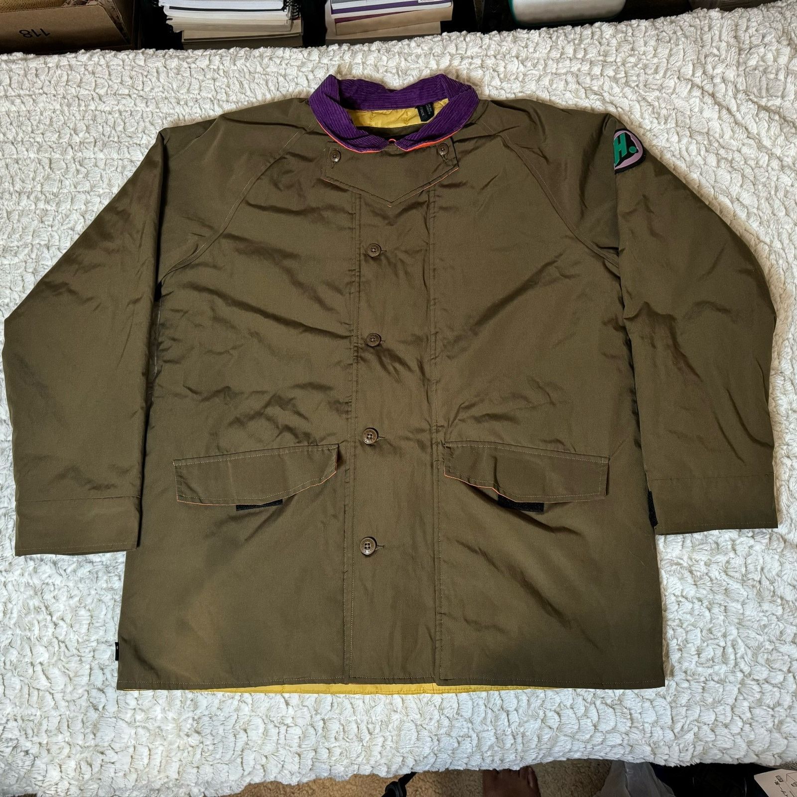 The Hundreds The Hundreds Olive Green Purple Yellow Bomber Utility Jacket Size US L / EU 52-54 / 3 - 5 Thumbnail