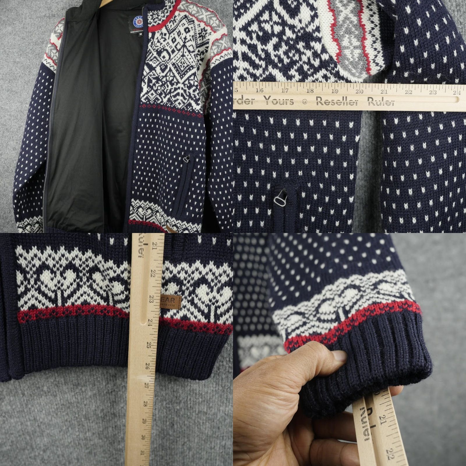 Vintage Icewear Mens Full Zip Ski Sweater Blue Fair Isle Wool Lined Mock Neck Pockets Winter Casual Size US M / EU 48-50 / 2 - 9 Thumbnail
