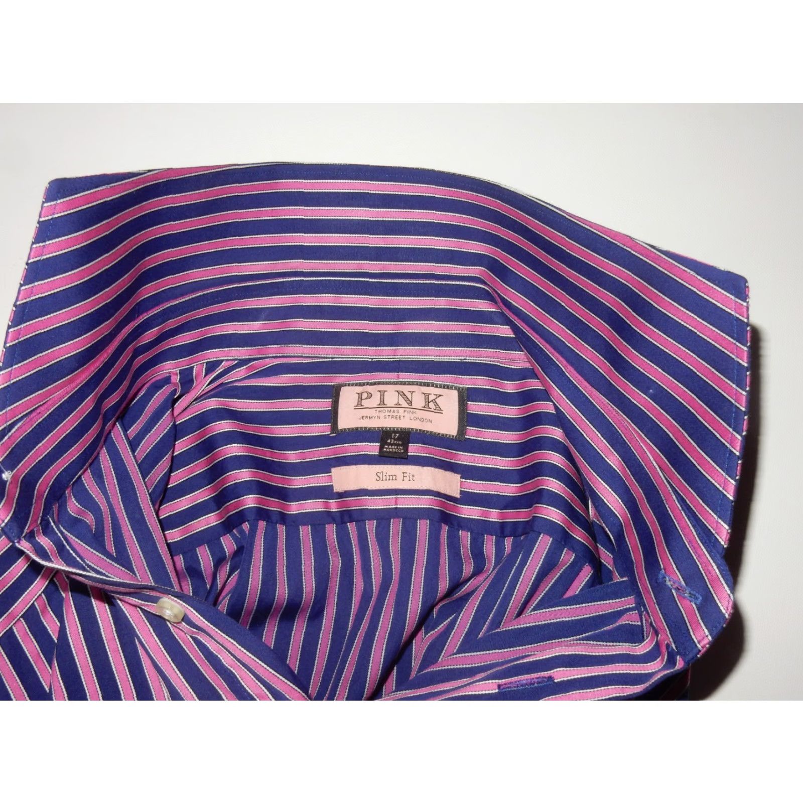 Pinko Thomas Pink Shirt Men Button-Front Long Sleeve Stripe Cotton Size 17/43 Slim Fit Pink Size US L / EU 52-54 / 3 - 4 Thumbnail