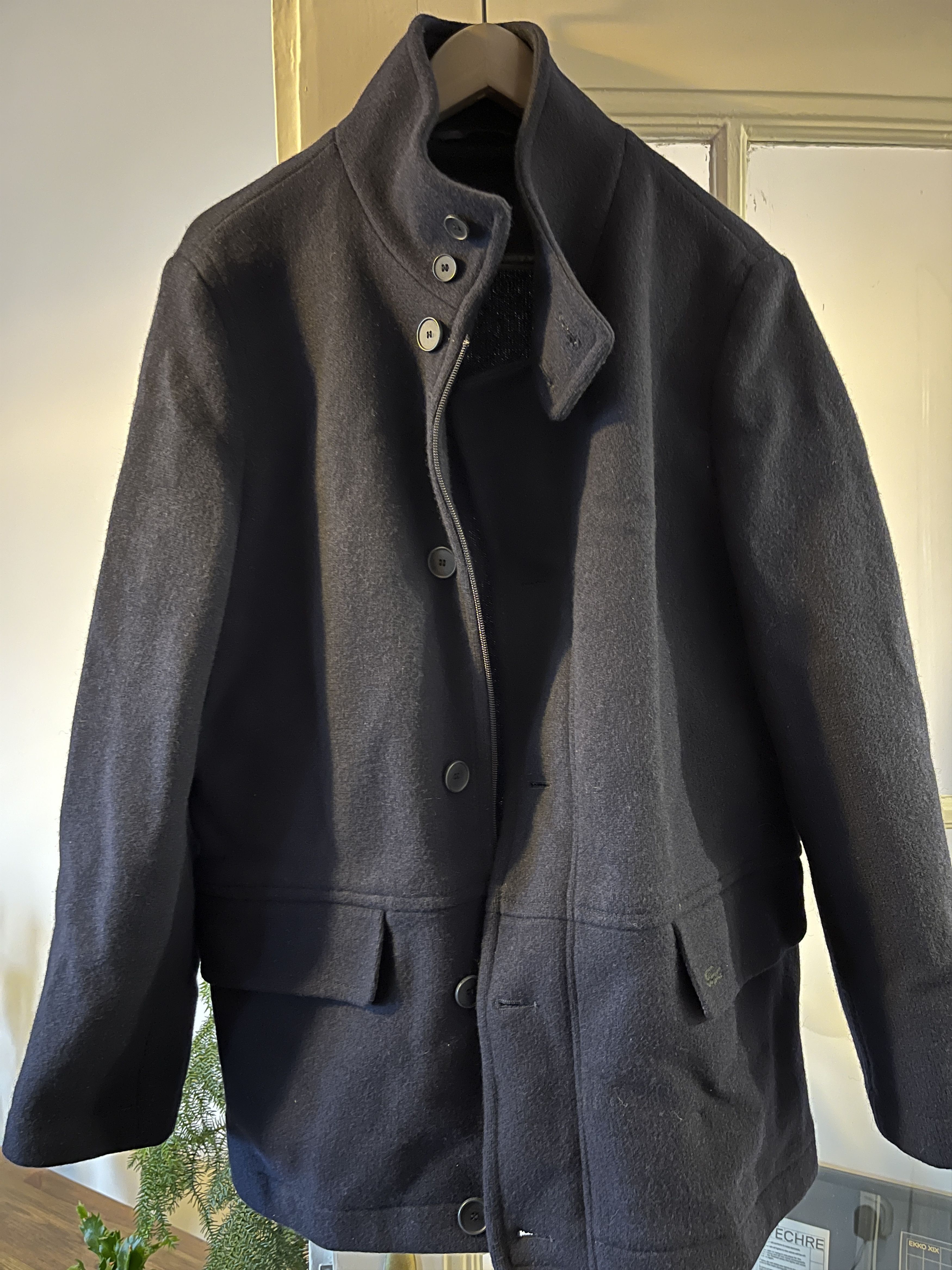 image of Lacoste Wool Coat in Navy, Men's (Size Medium)