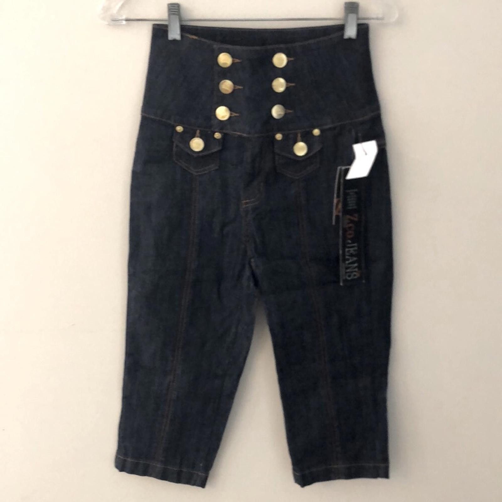 Other Zco. Dark crop jeans high gold buttoned waist front SZ 3 Size 30" / US 8 / IT 44 - 1 Thumbnail