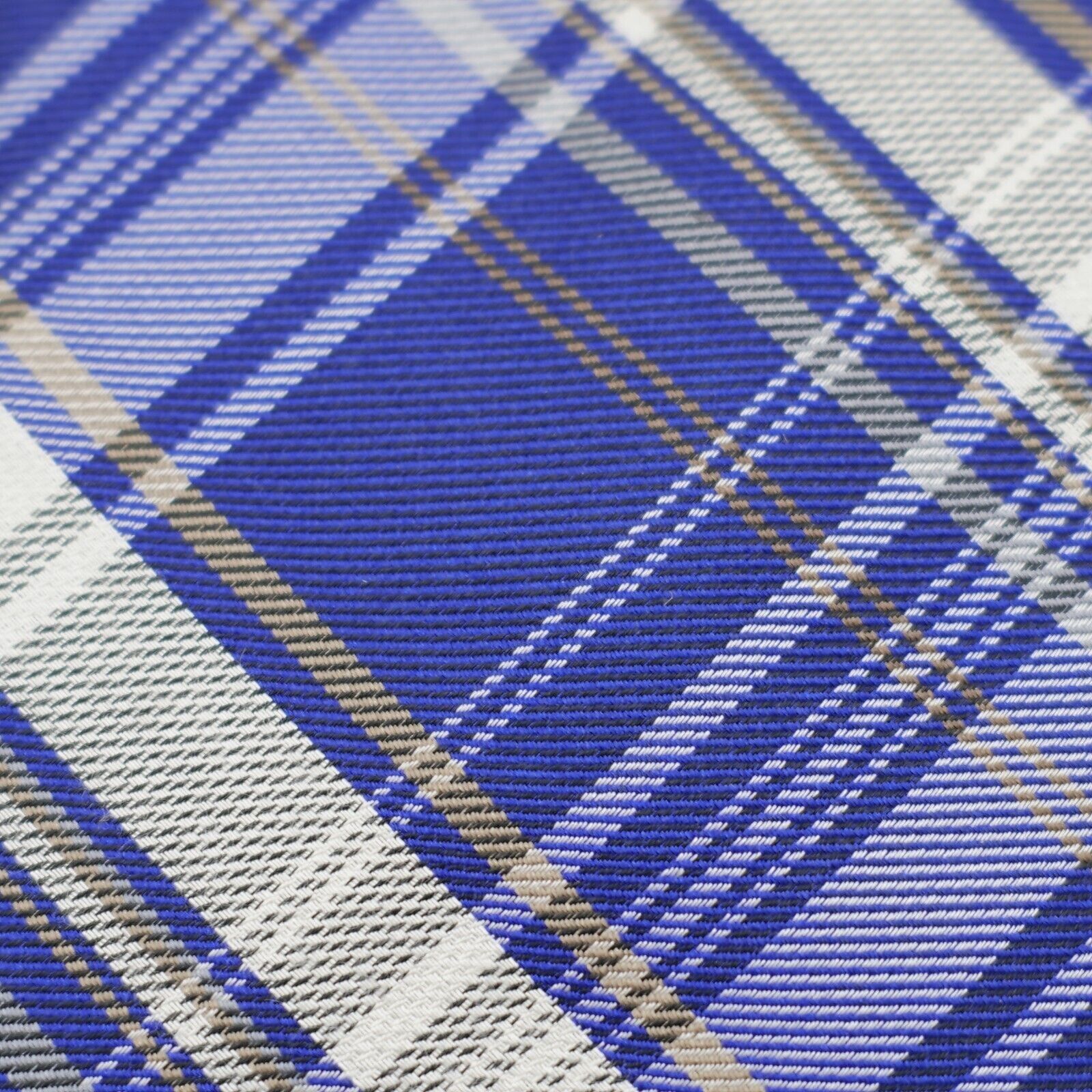 Calvin Klein Calvin Klein Blue White Plaid Woven Skinny Silk Tie Size ONE SIZE - 2 Thumbnail