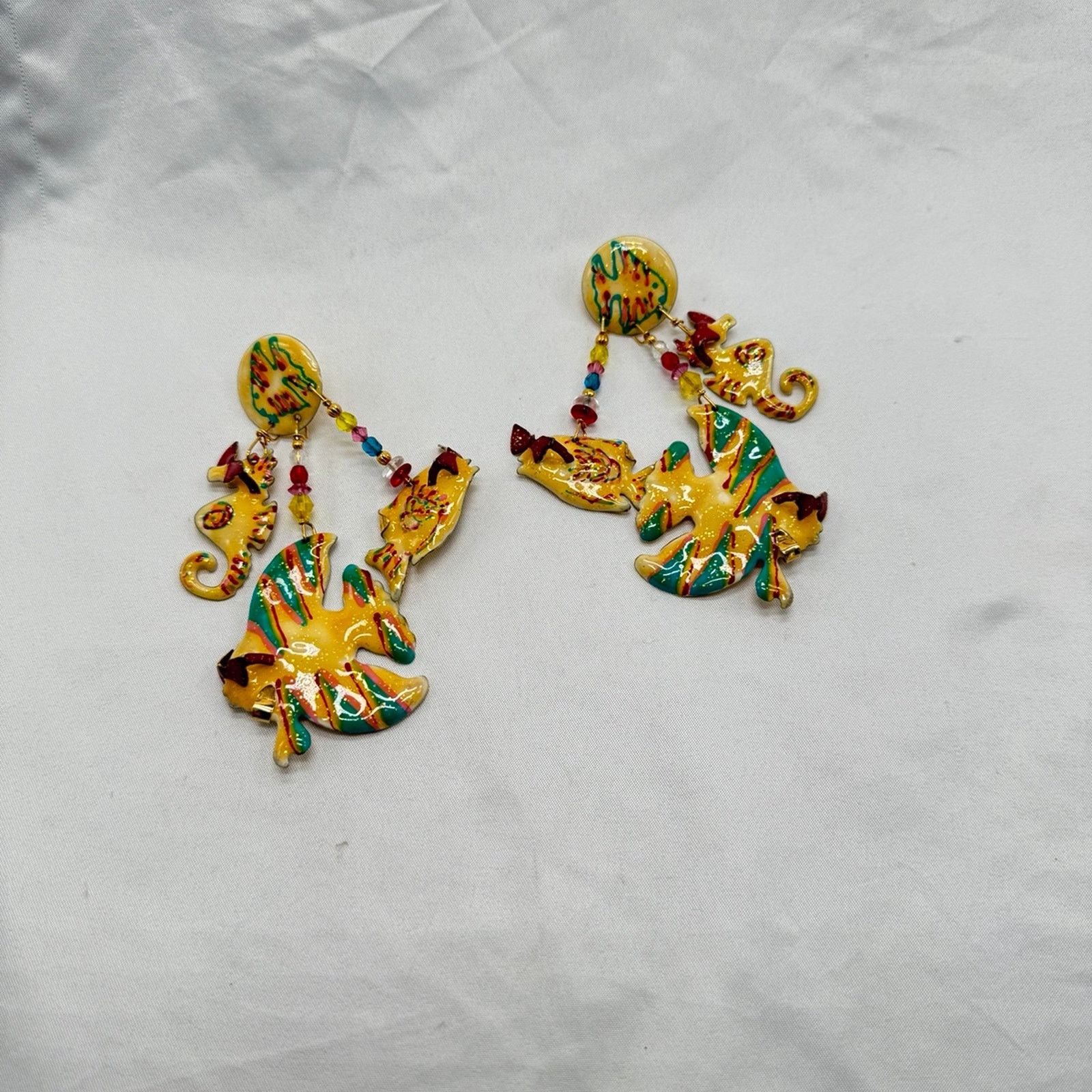Other VTG rare!! HTF! Lunch at the Ritz enamel dangle earrings Size ONE SIZE - 2 Thumbnail